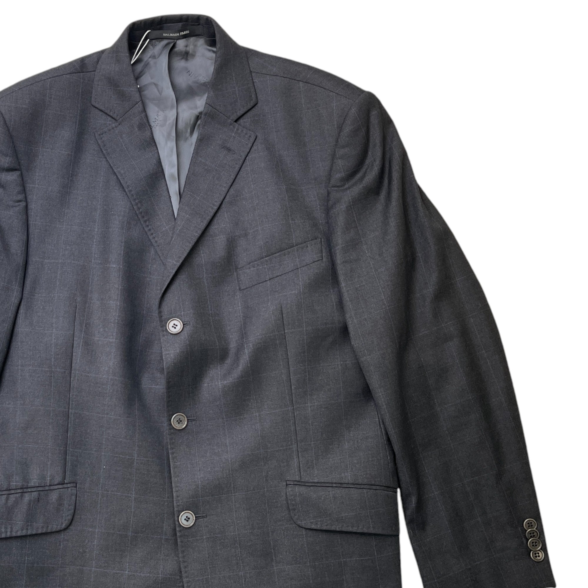 Men's Fine Check Blazer Jacket Black Size L