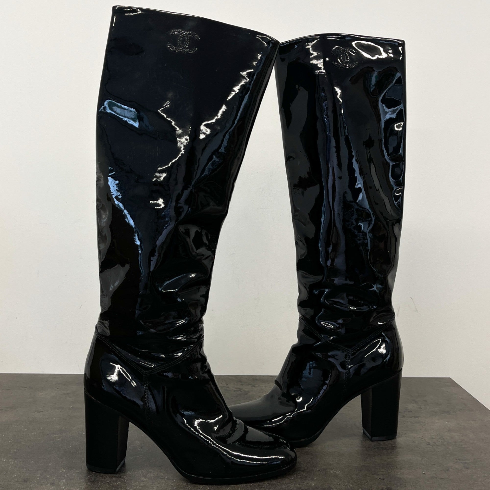 Women's Cc Logo High Boots Black Size EU 37.5 / UK 4.5