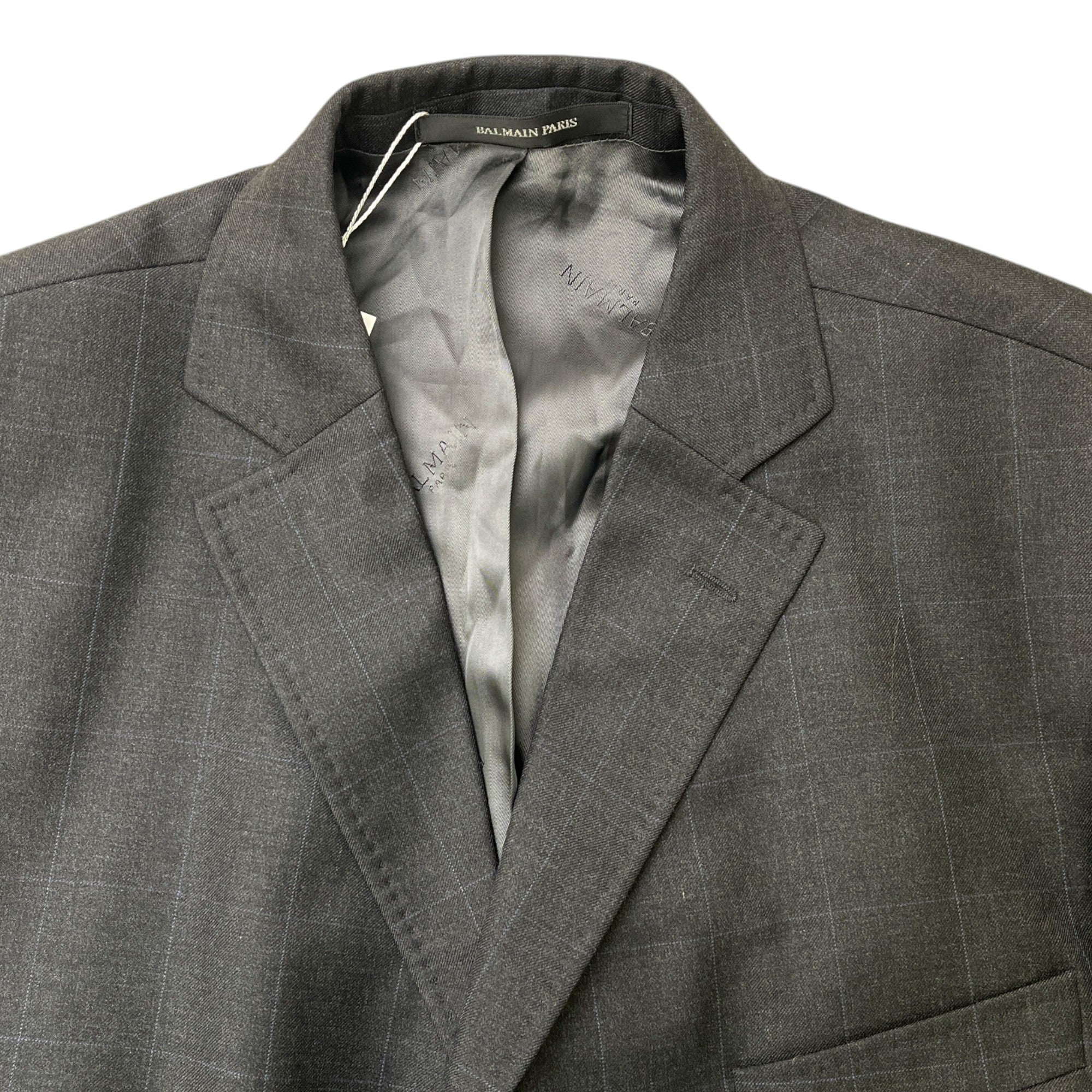 Men's Fine Check Blazer Jacket Black Size L