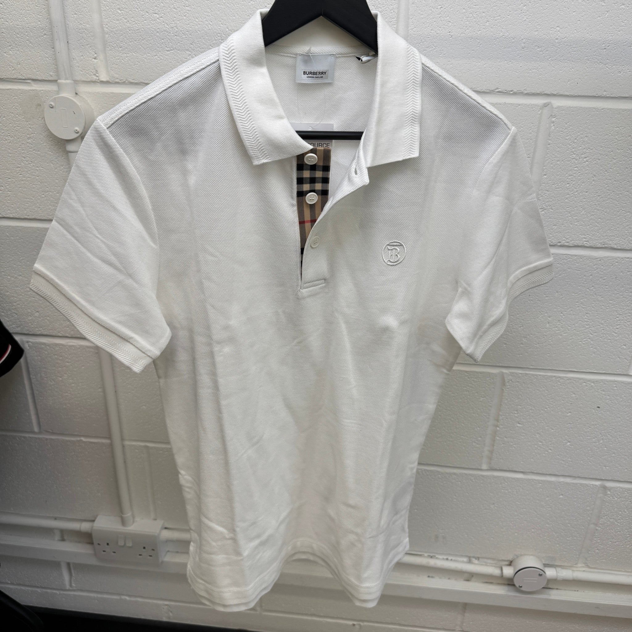 Men's Embroidered Logo Polo Shirt White Size M