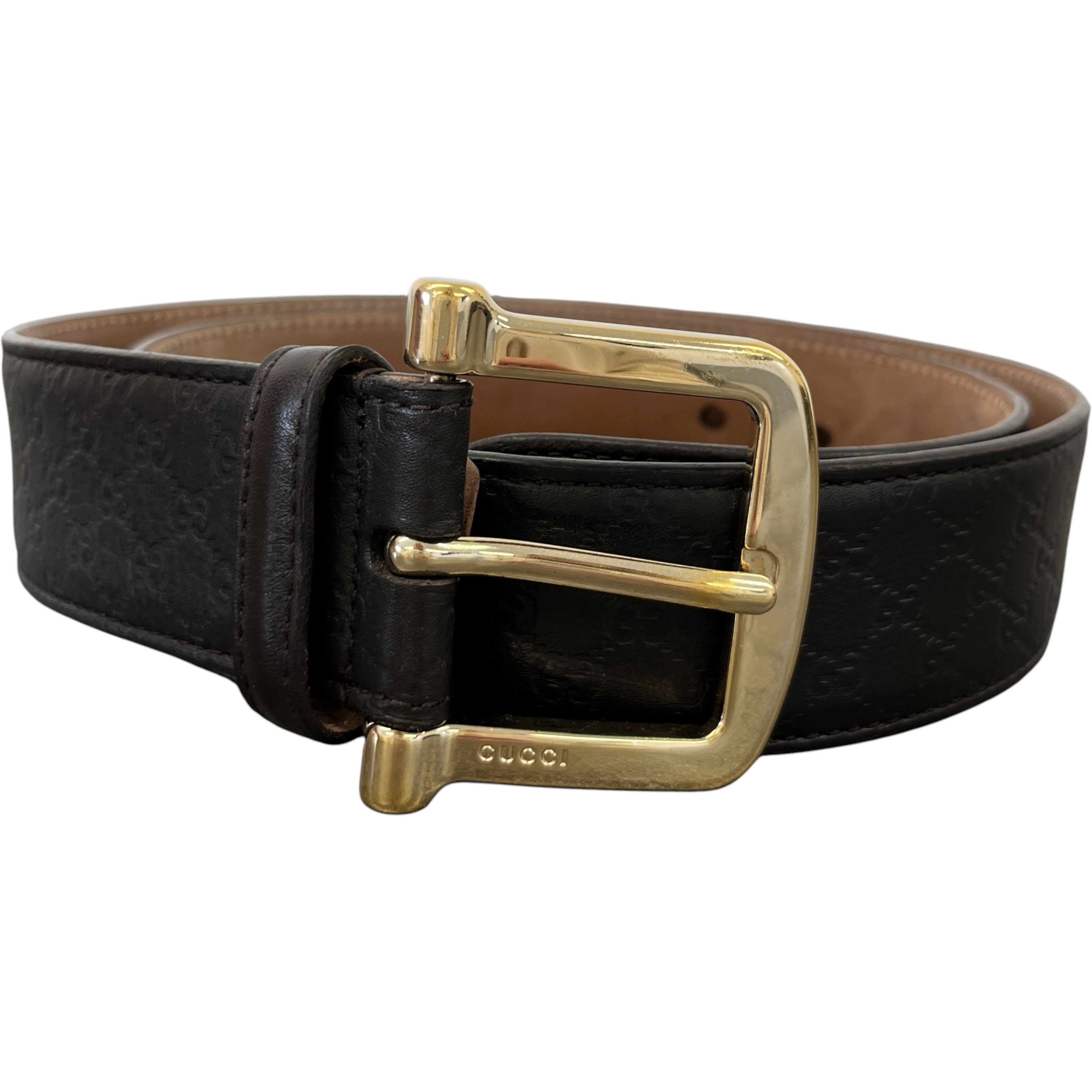 Men's Gg Monogram Belt Brown Size Waist 34"