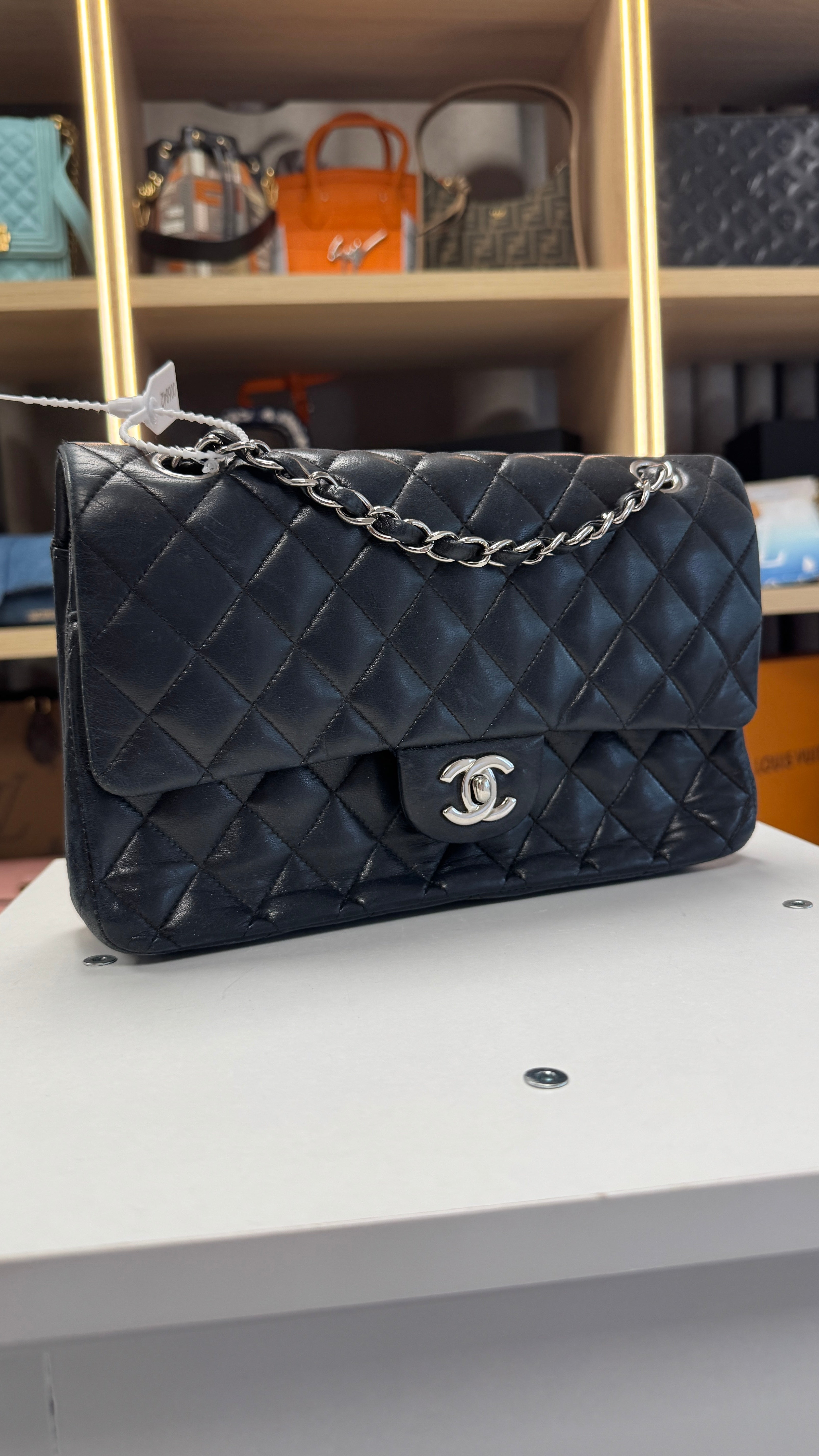 Women's Classic Double Flap Lambskin Bag Black