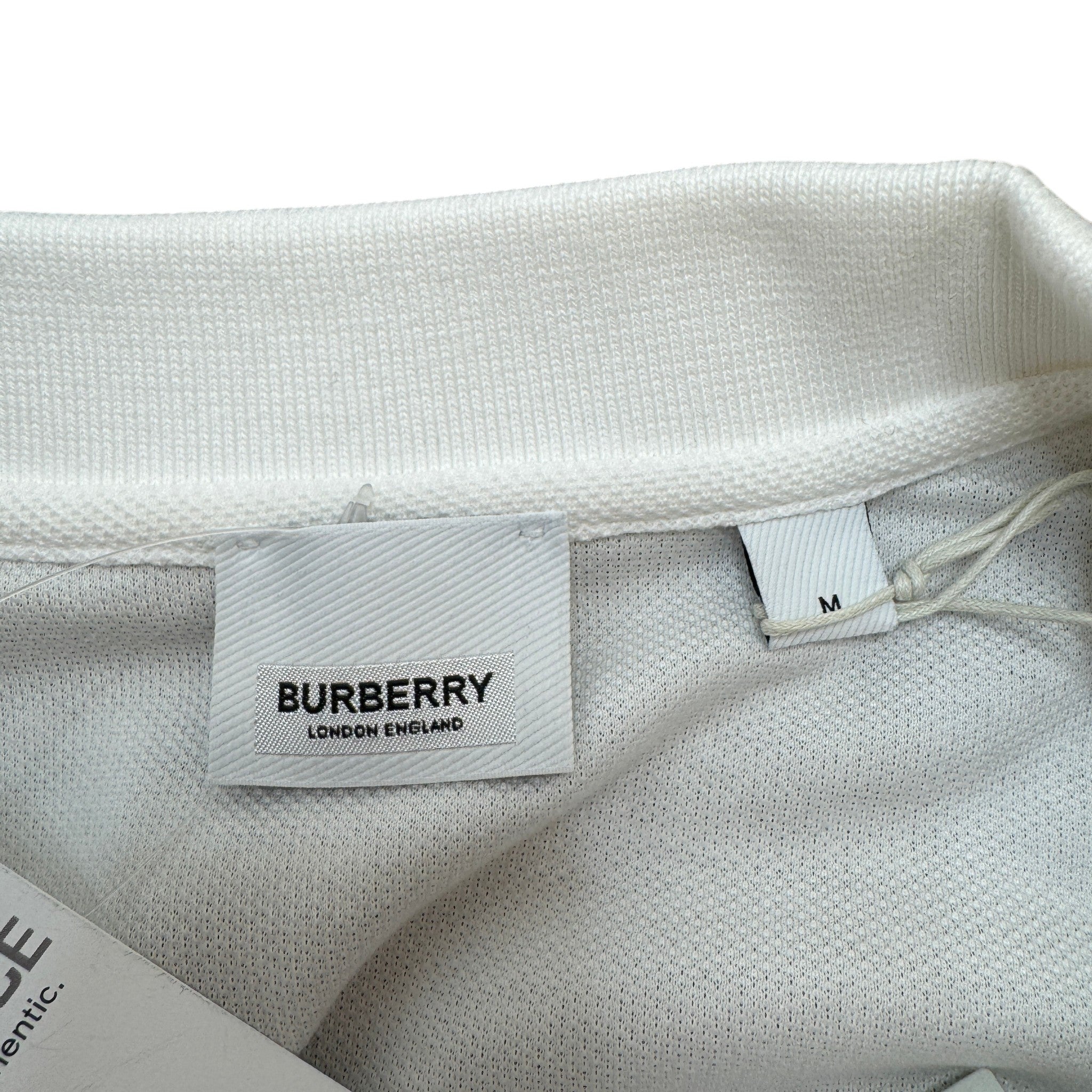 Men's Embroidered Logo Polo Shirt White Size M