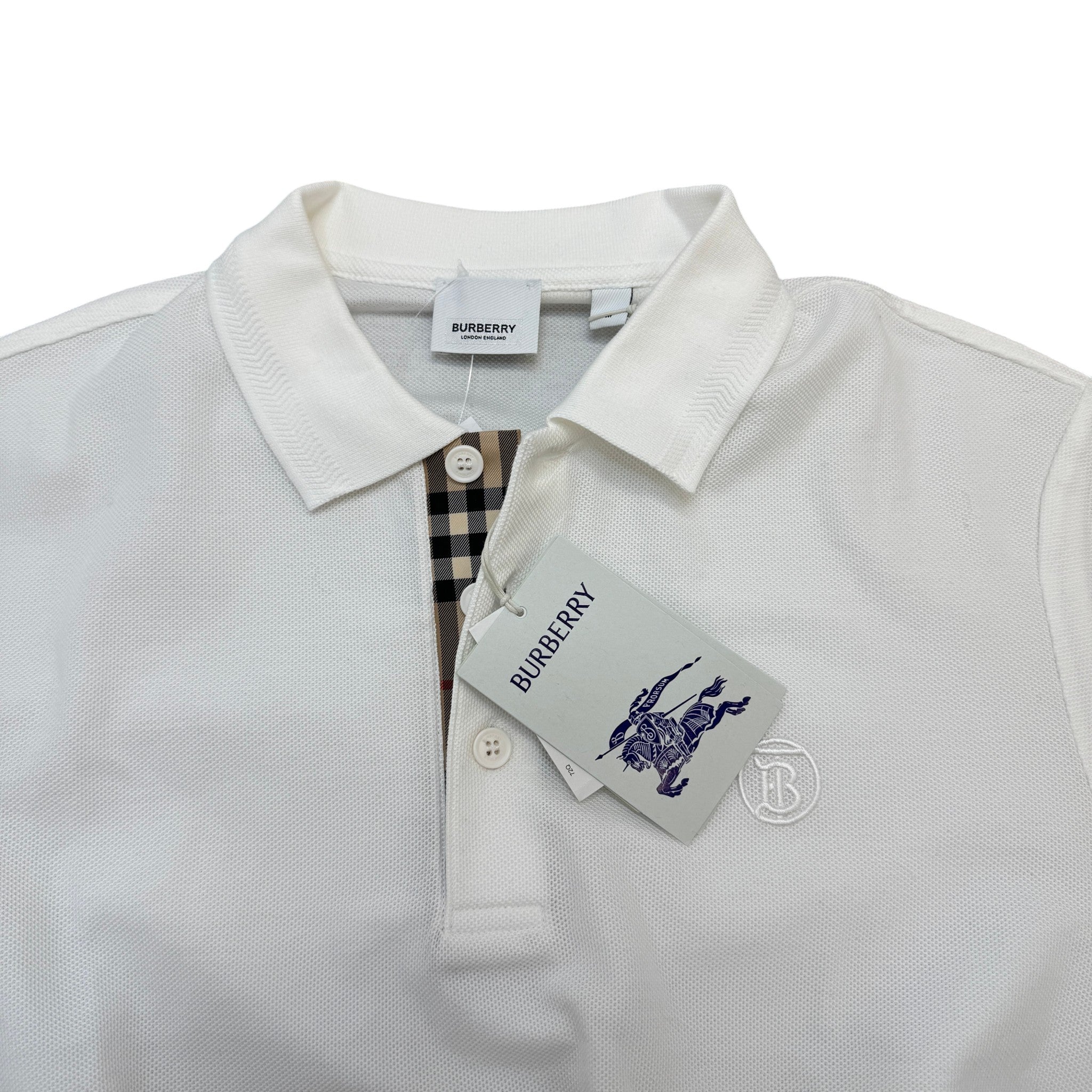 Men's Embroidered Logo Polo Shirt White Size M