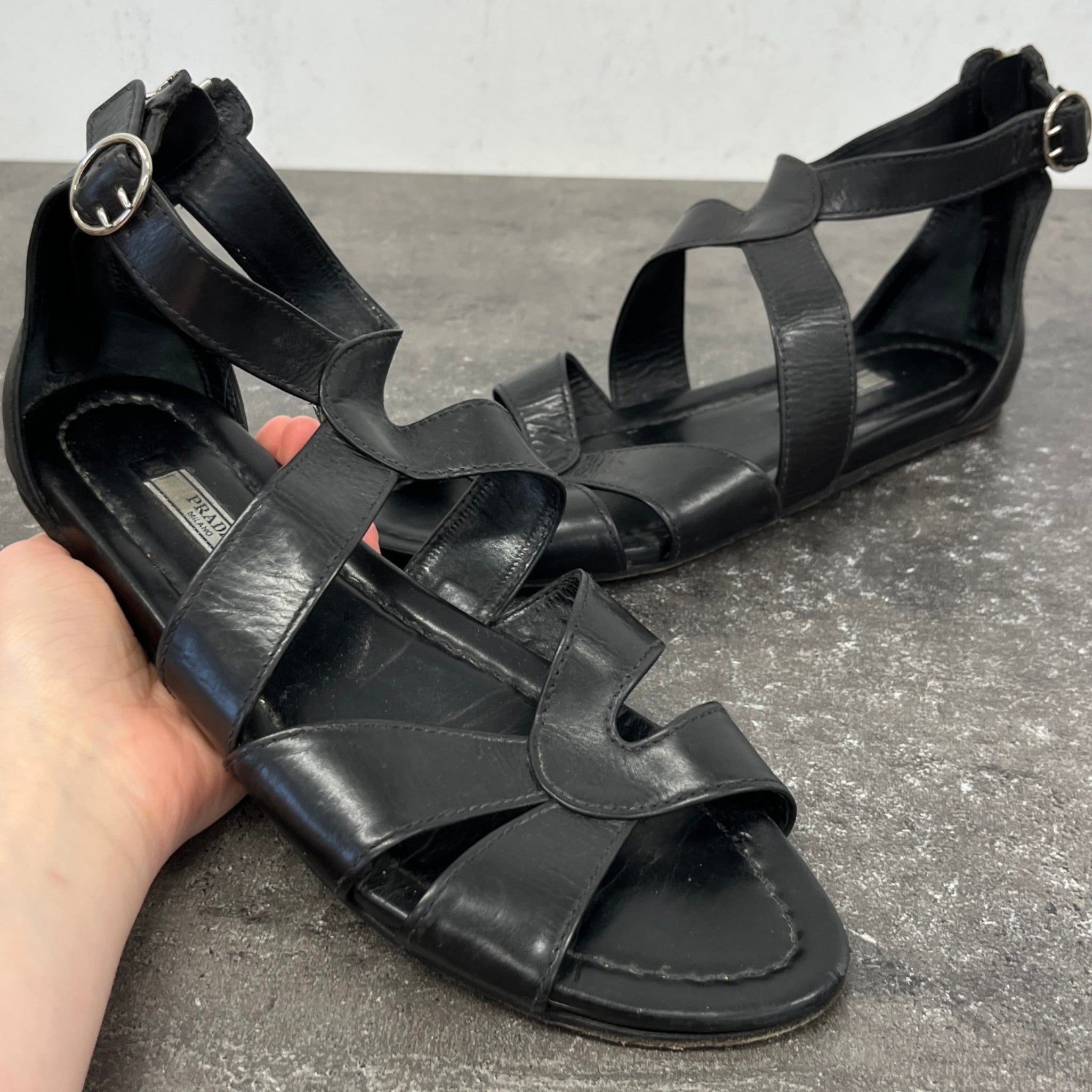 Women's Gladiator Sandals Black Size EU 40.5 / 7.5