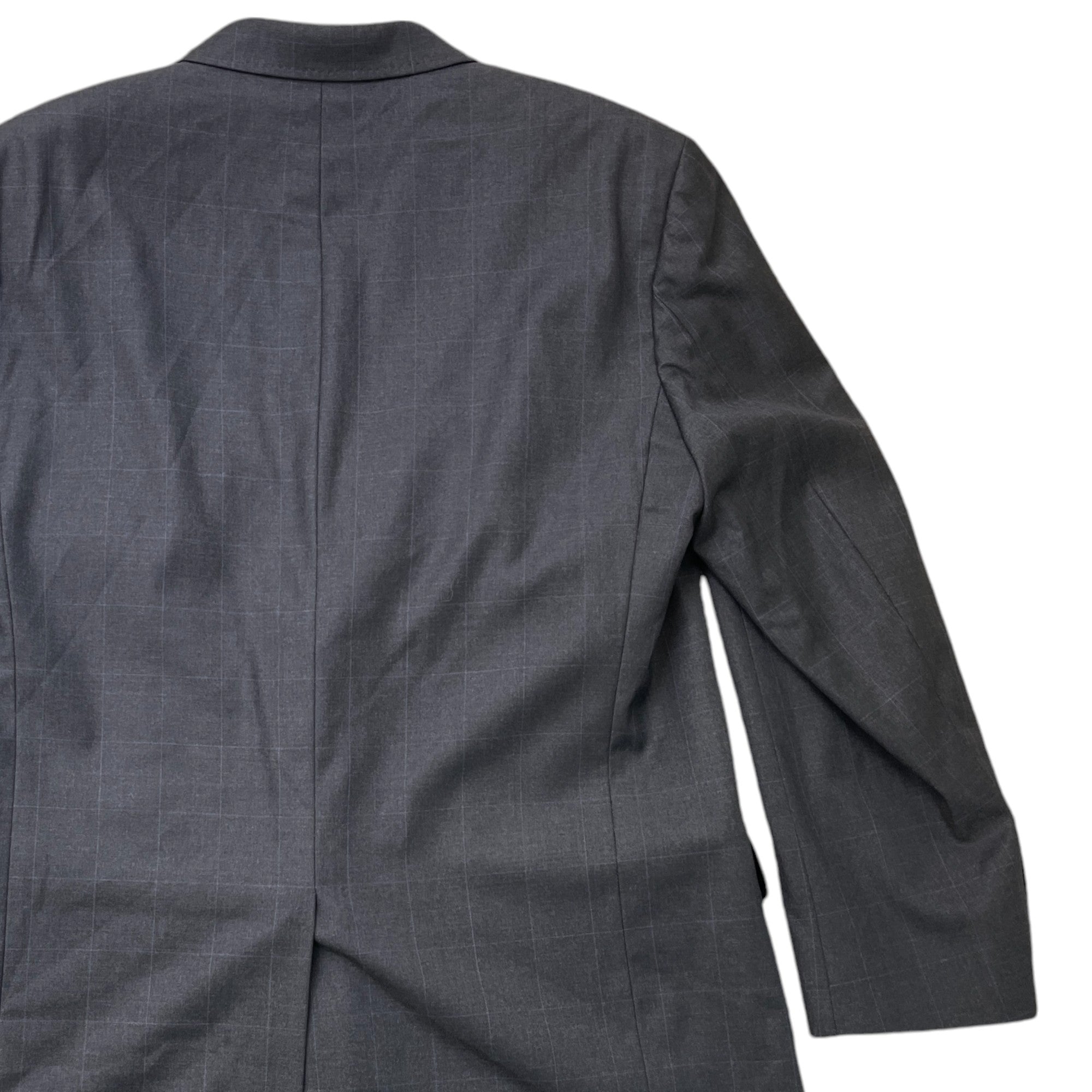 Men's Fine Check Blazer Jacket Black Size L