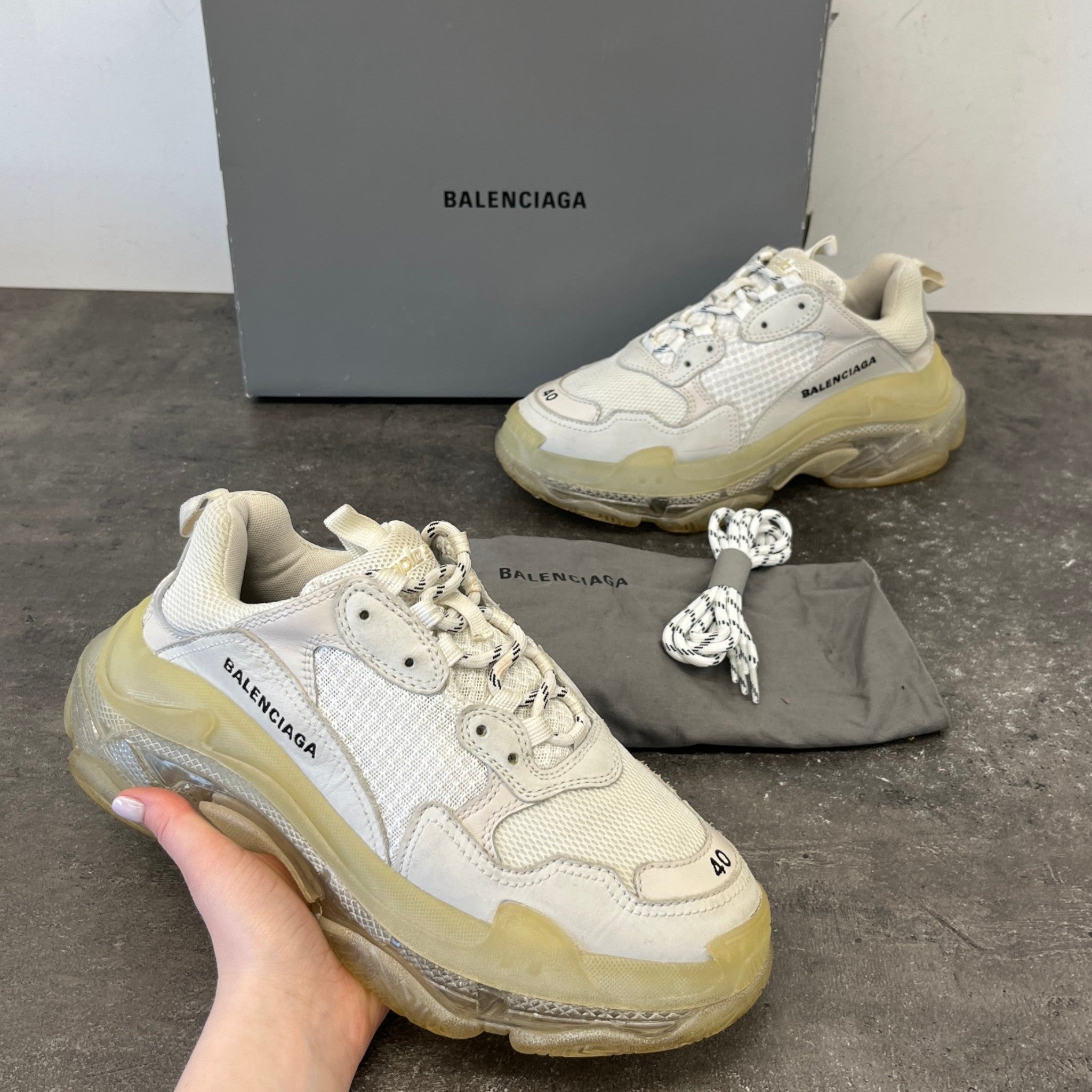 Men's Triple S Low Trainers Beige Size EU 41 / UK 7