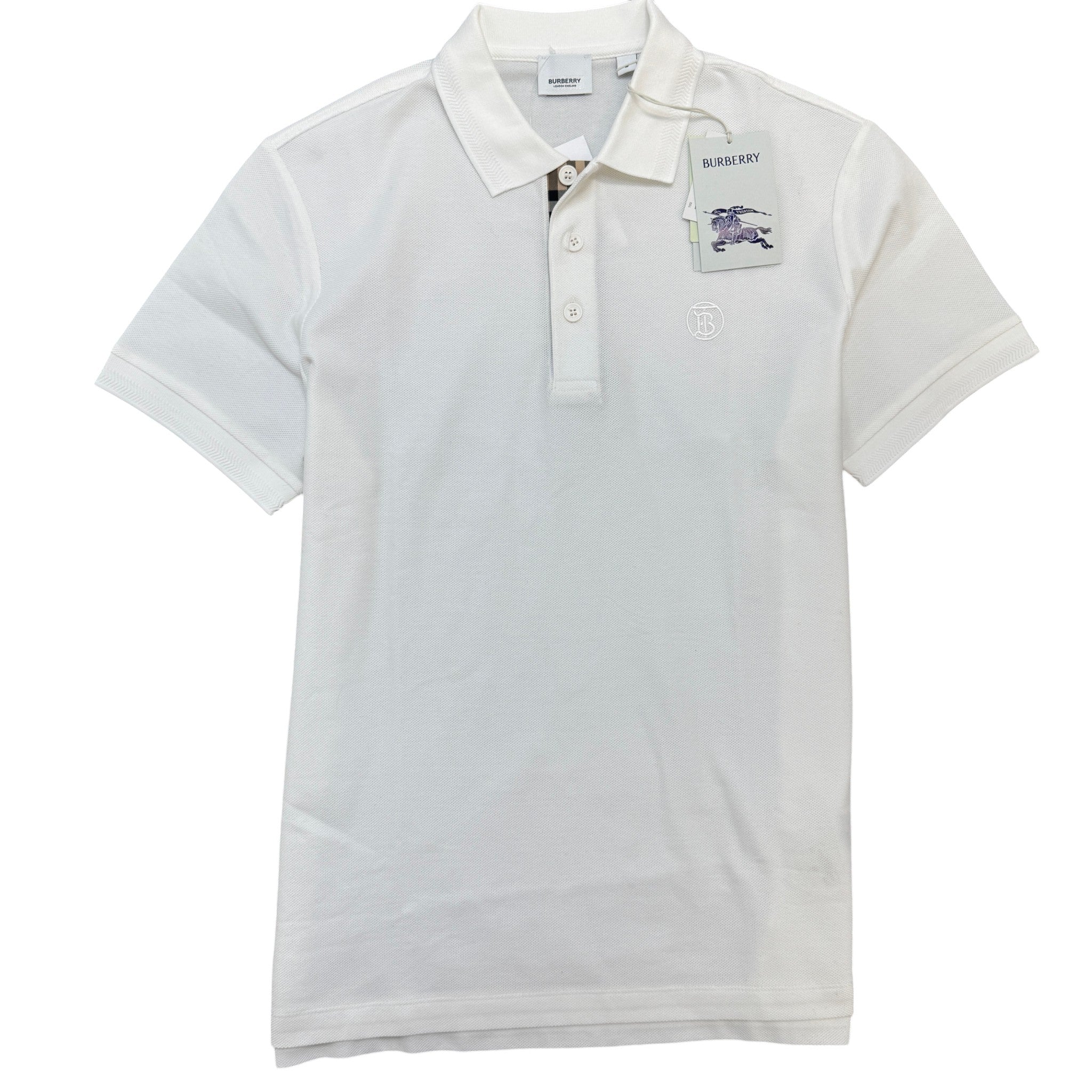 Men's Embroidered Logo Polo Shirt White Size M