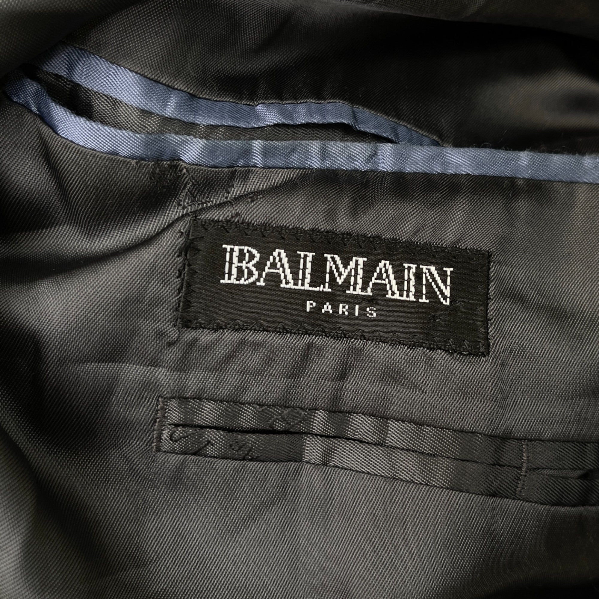 Men's Fine Check Blazer Jacket Black Size L