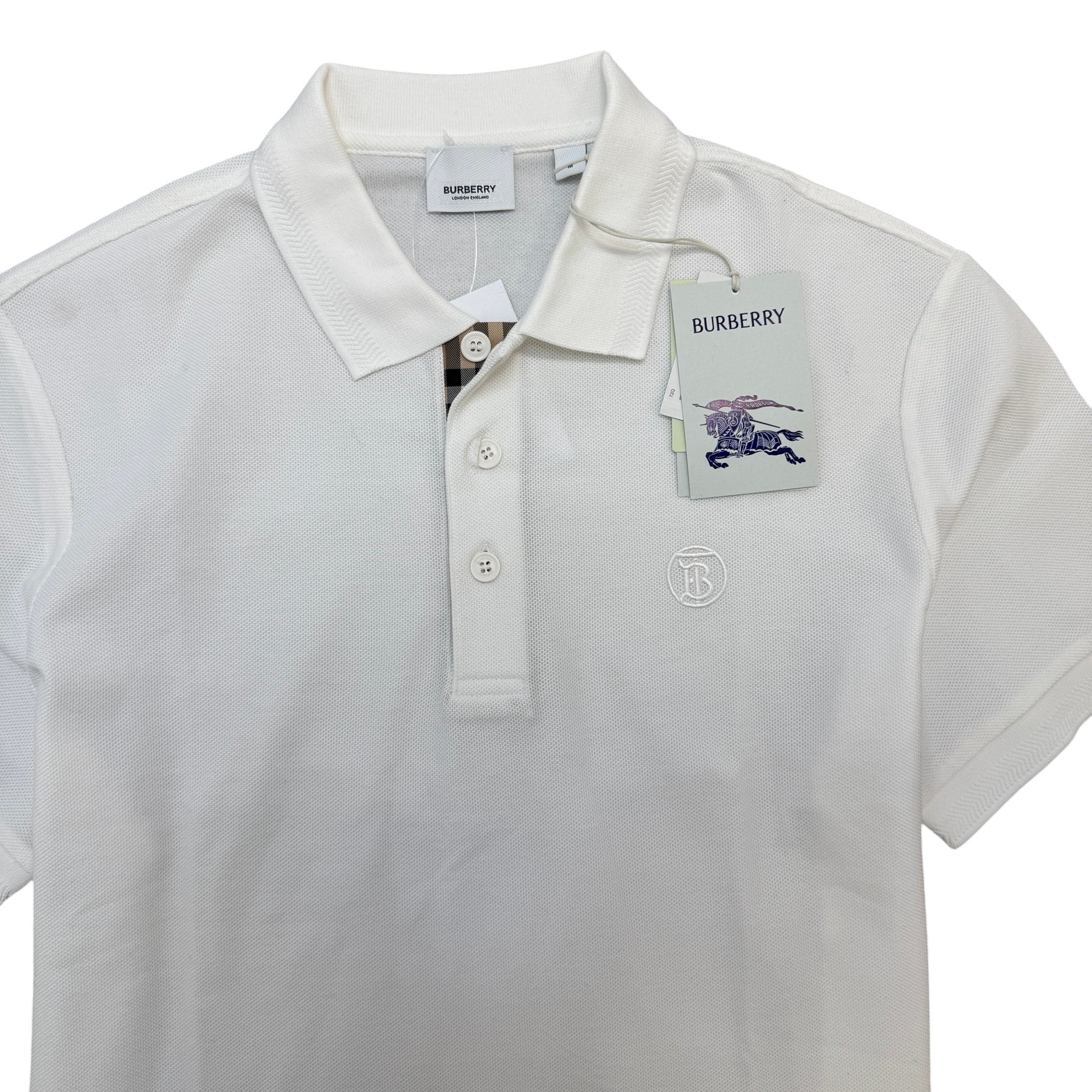Men's Embroidered Logo Polo Shirt White Size M