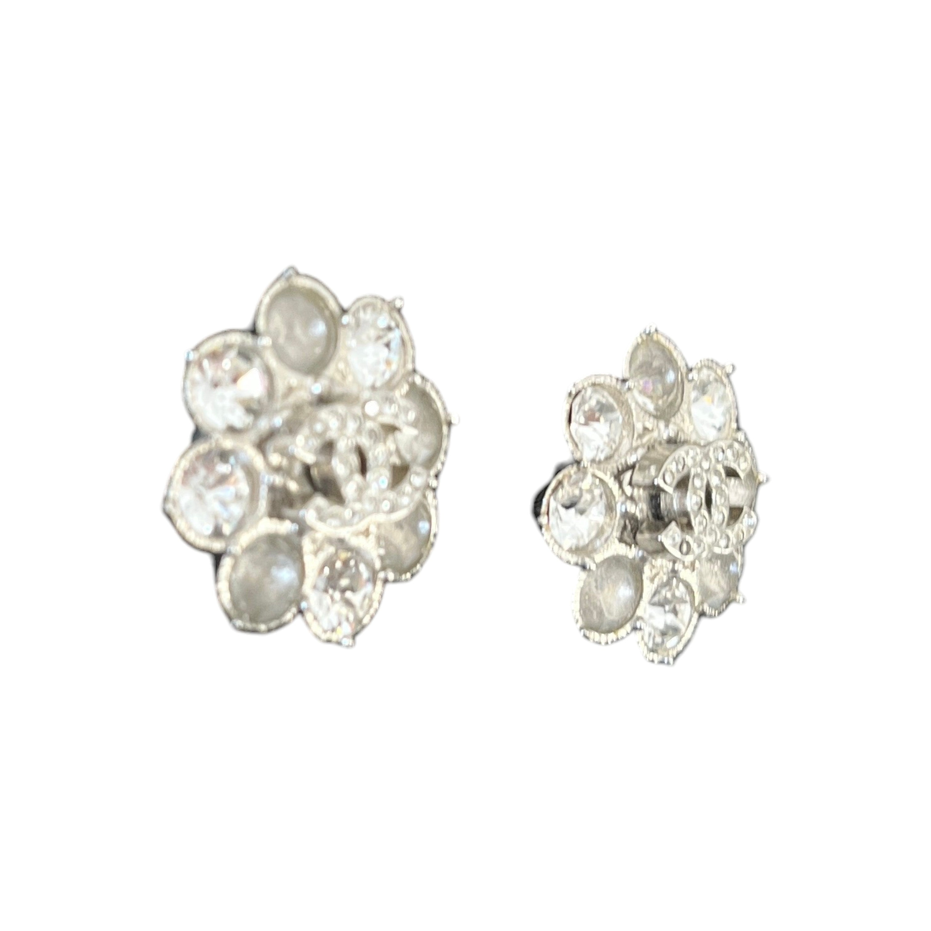 Women's Flower Cc Logo Earrings Silver