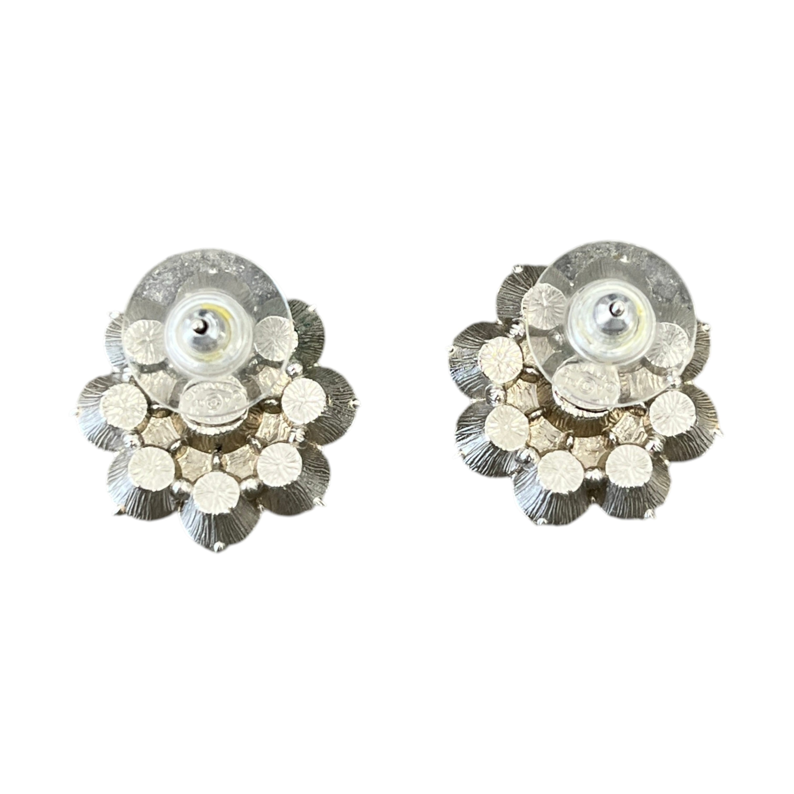 Women's Flower Cc Logo Earrings Silver