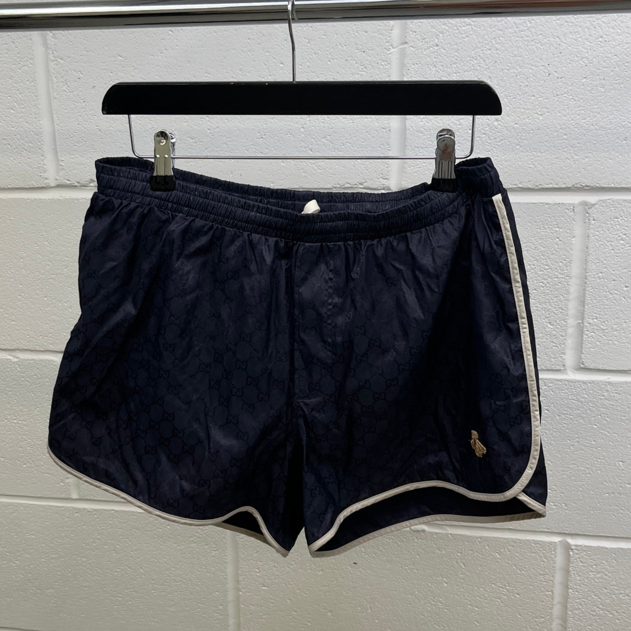 Men's Gg Bee Embroidered Shorts Navy Size IT 50 / UK 34