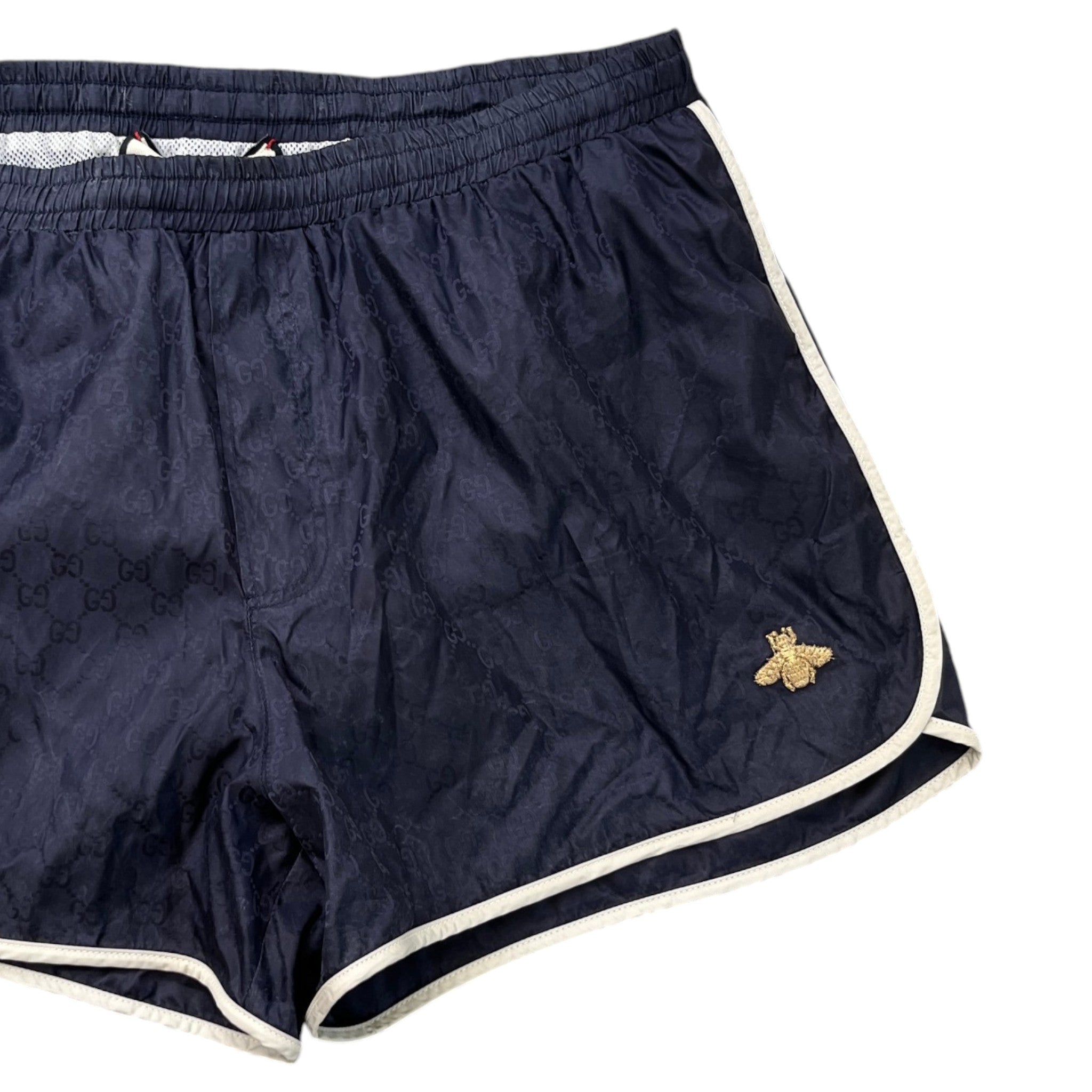 Men's Gg Bee Embroidered Shorts Navy Size IT 50 / UK 34