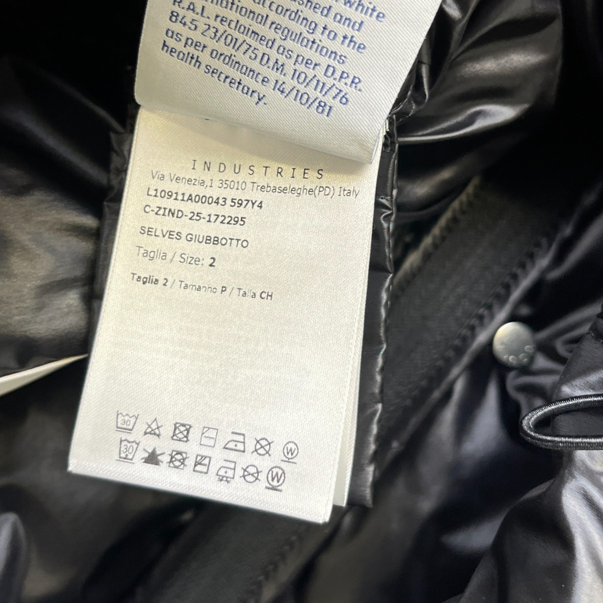 Men's Selves Down Jacket Black Size 2 / M