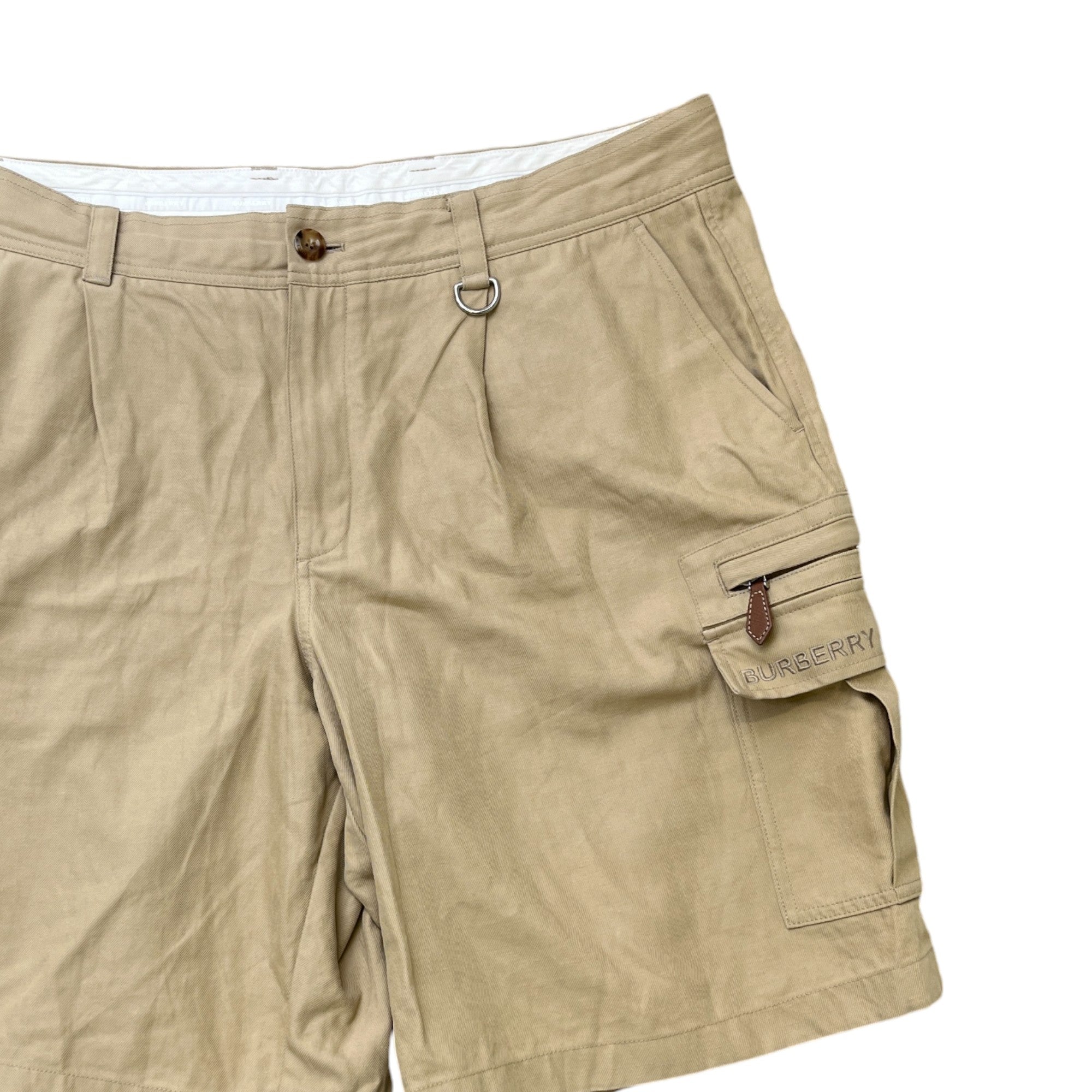 Men's Embroidered Logo Cargo Shorts Beige Size IT 58 / UK 42