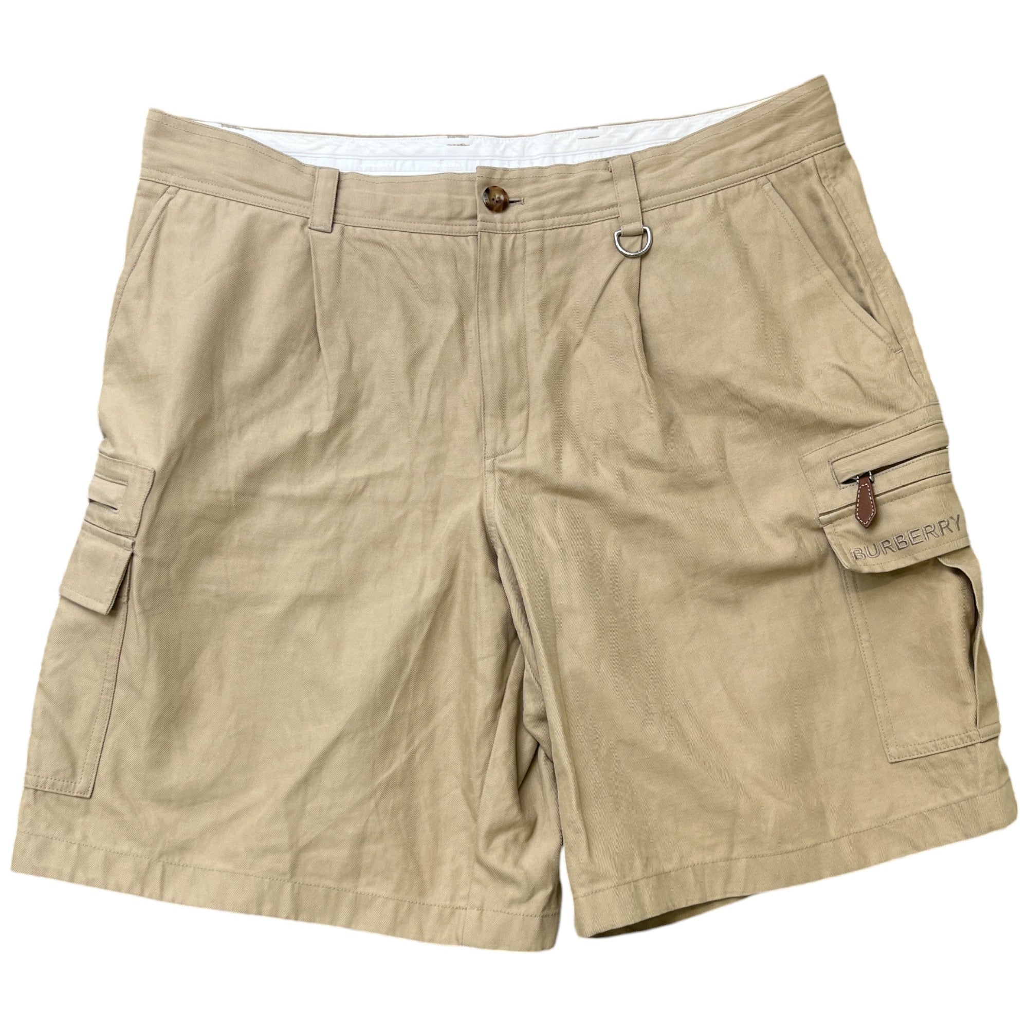 Men's Embroidered Logo Cargo Shorts Beige Size IT 58 / UK 42