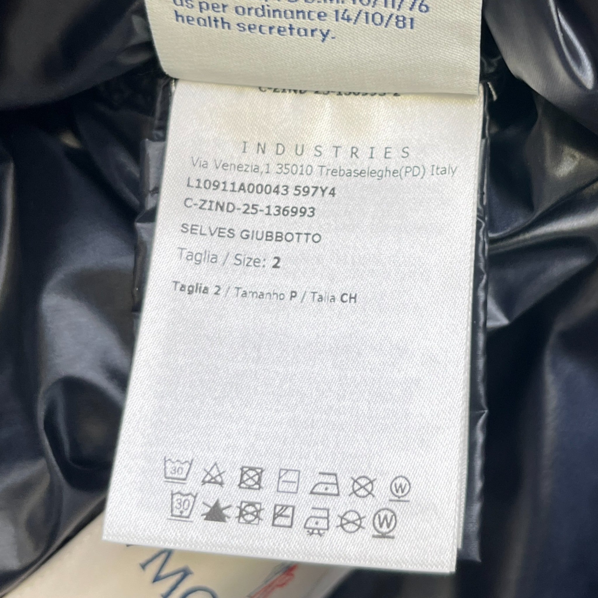 Men's Selves Down Jacket Navy Size 2 / M