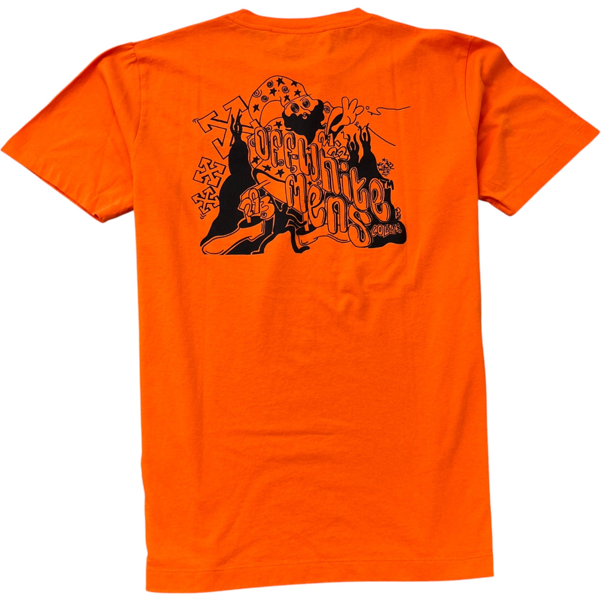 Men's Wizard Logo Print T-Shirt Orange Size XL