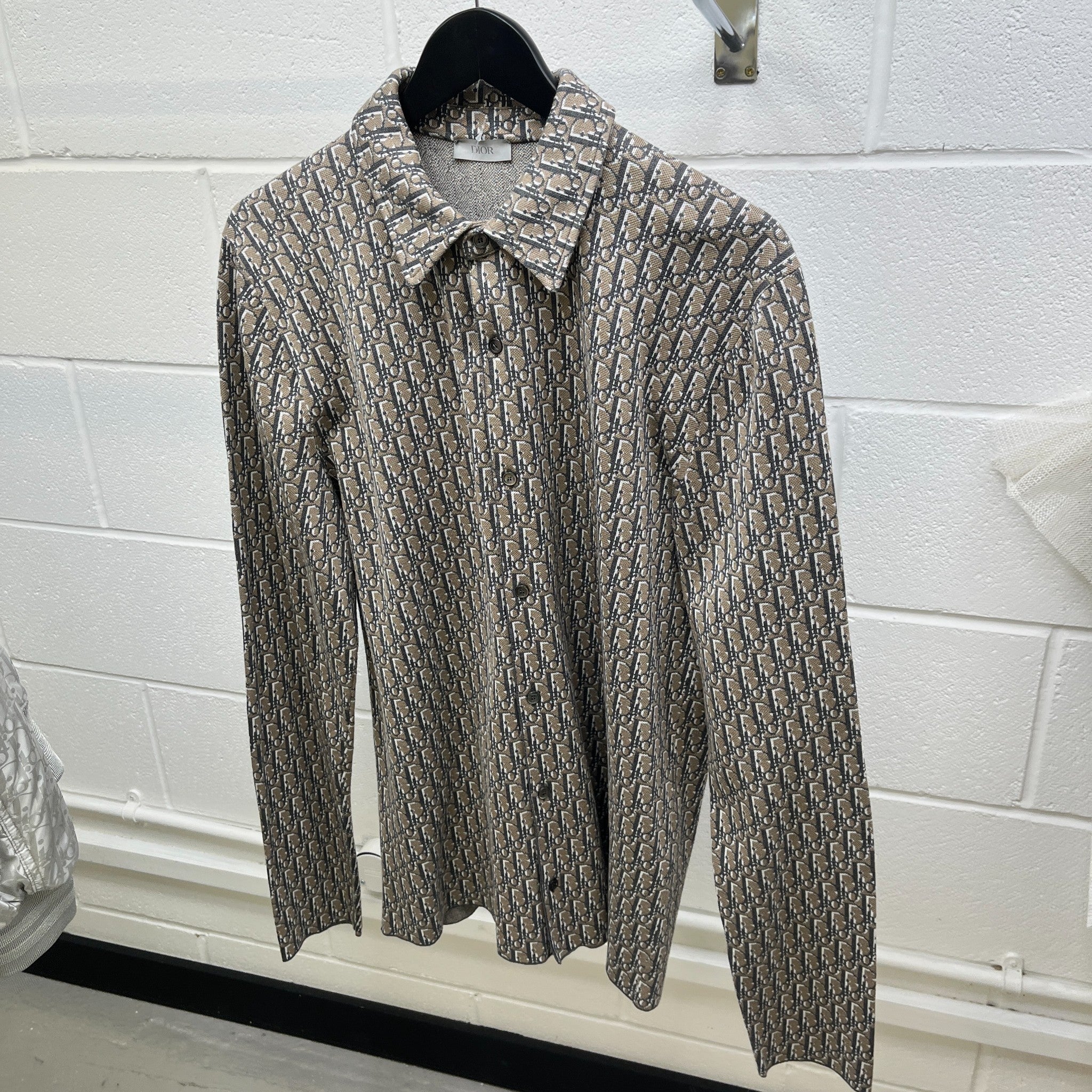 Men's Oblique Long Sleeve Shirt Brown Size L