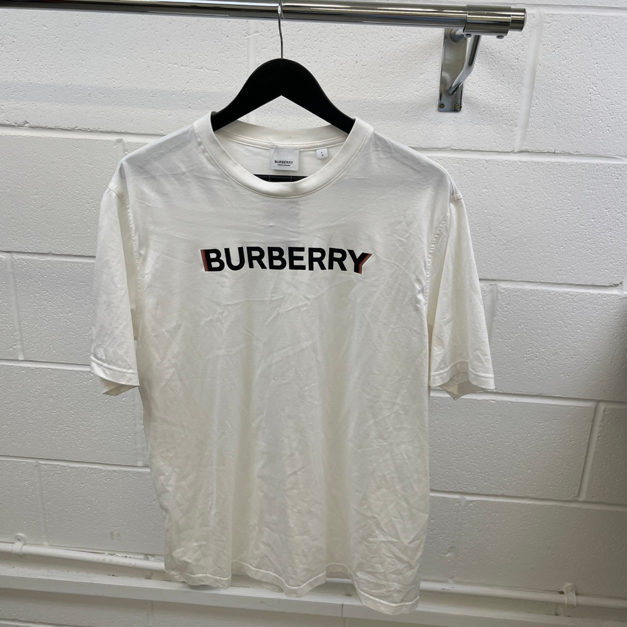 Men's Logo Print T-Shirt White Size L