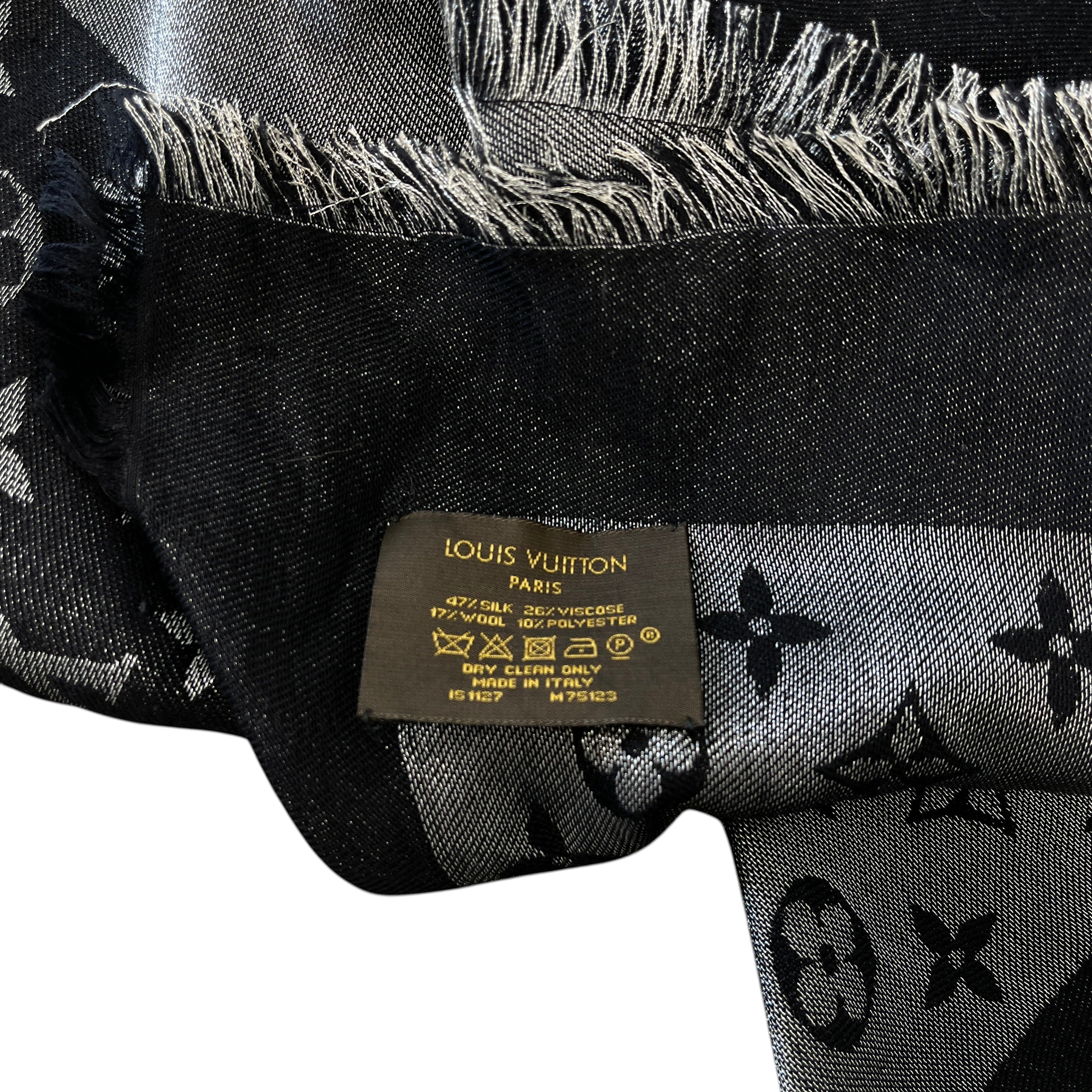 Women's Monogram Shine Shawl Scarf Black