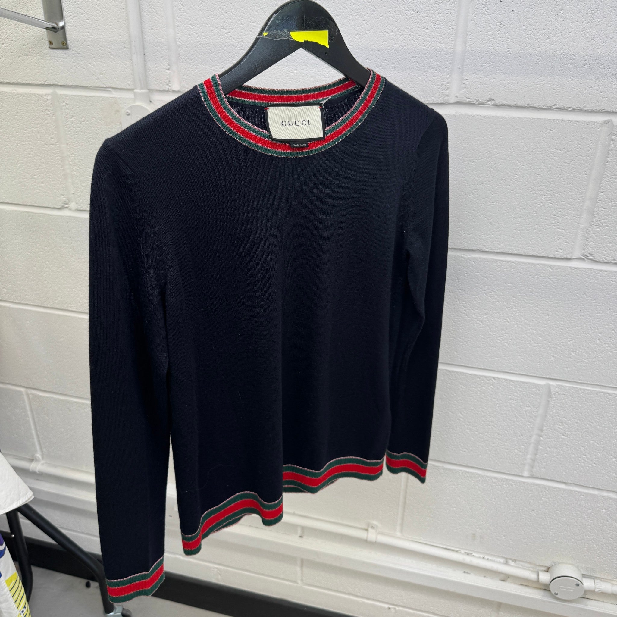 Women's Red Stripe Jumper Navy Size M