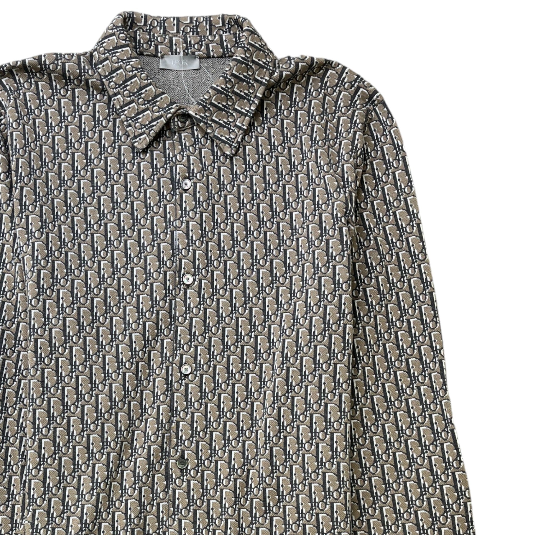 Men's Oblique Long Sleeve Shirt Brown Size L