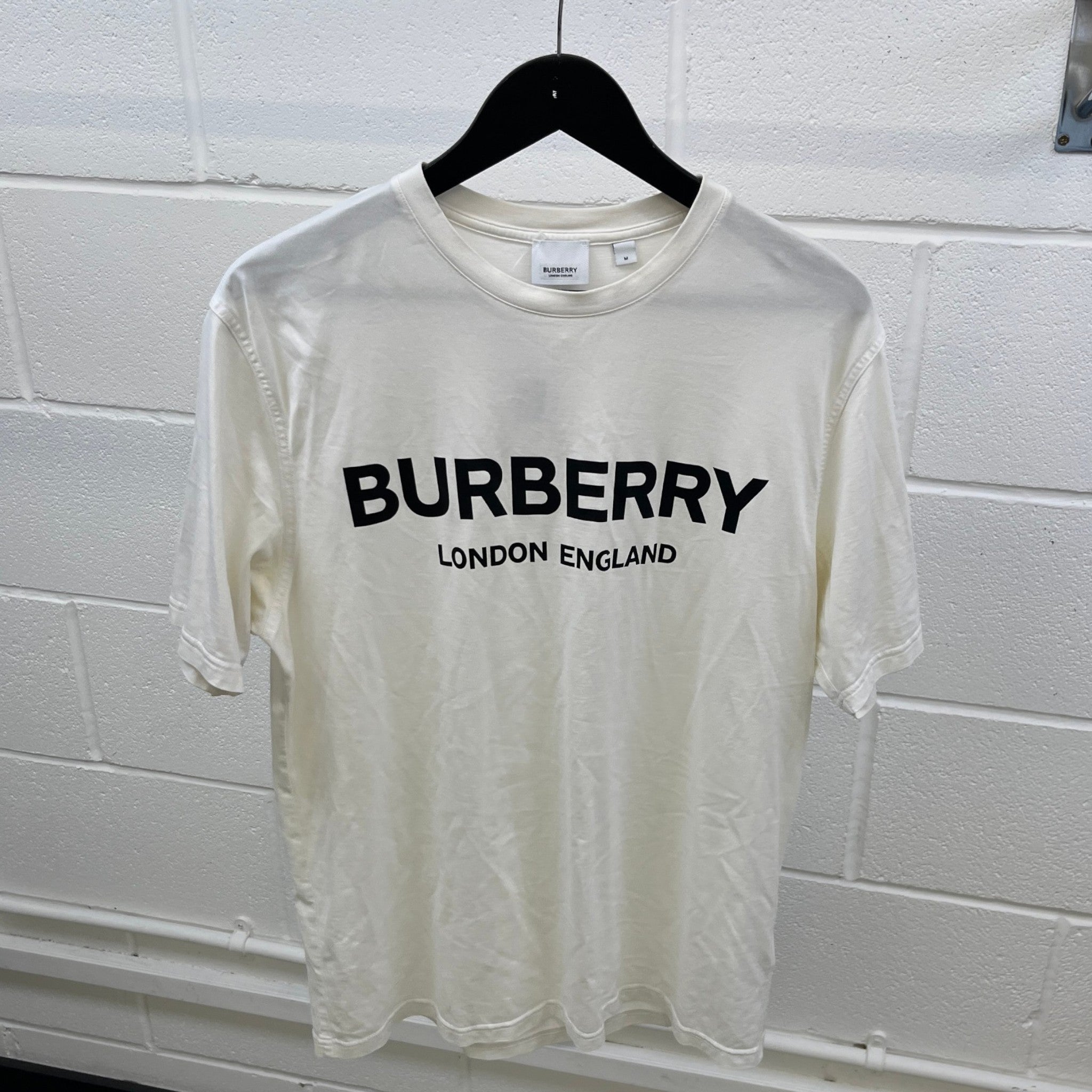 Men's Logo Print Top White Size M
