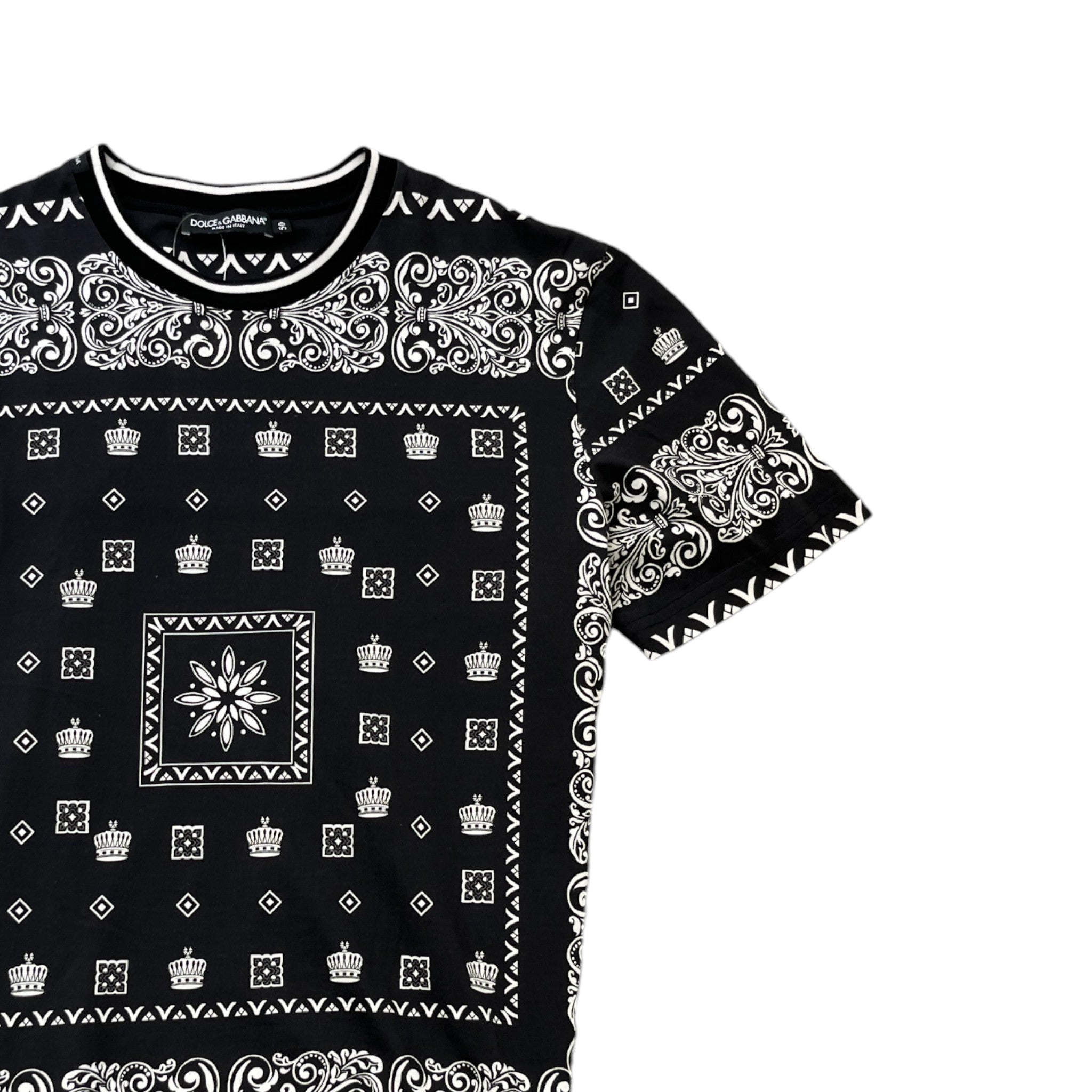 Men's Bandana Print T-Shirt Black Size IT 50 / UK L