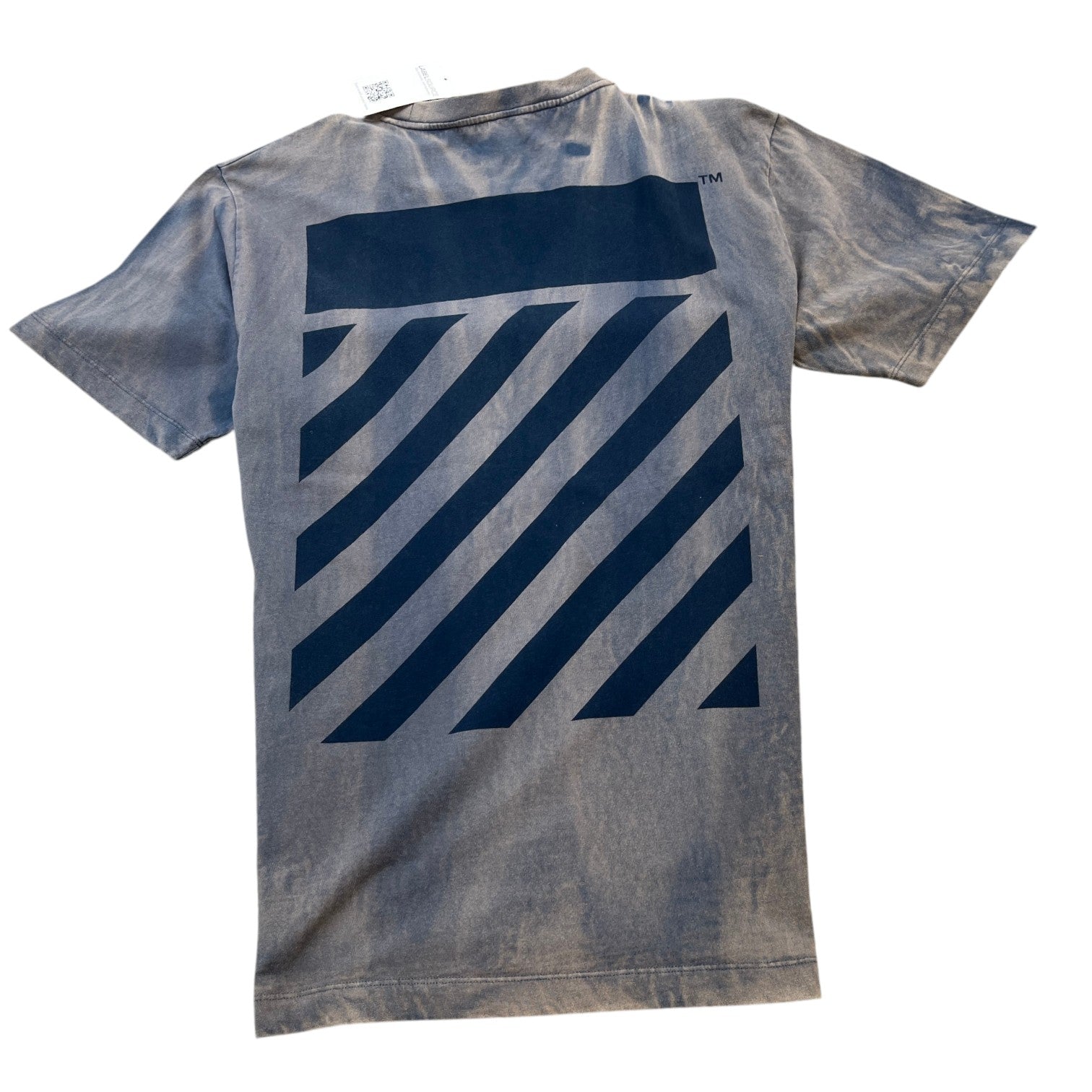 Men's Two-Tone Striped Motif Diag T-Shirt Blue Size L