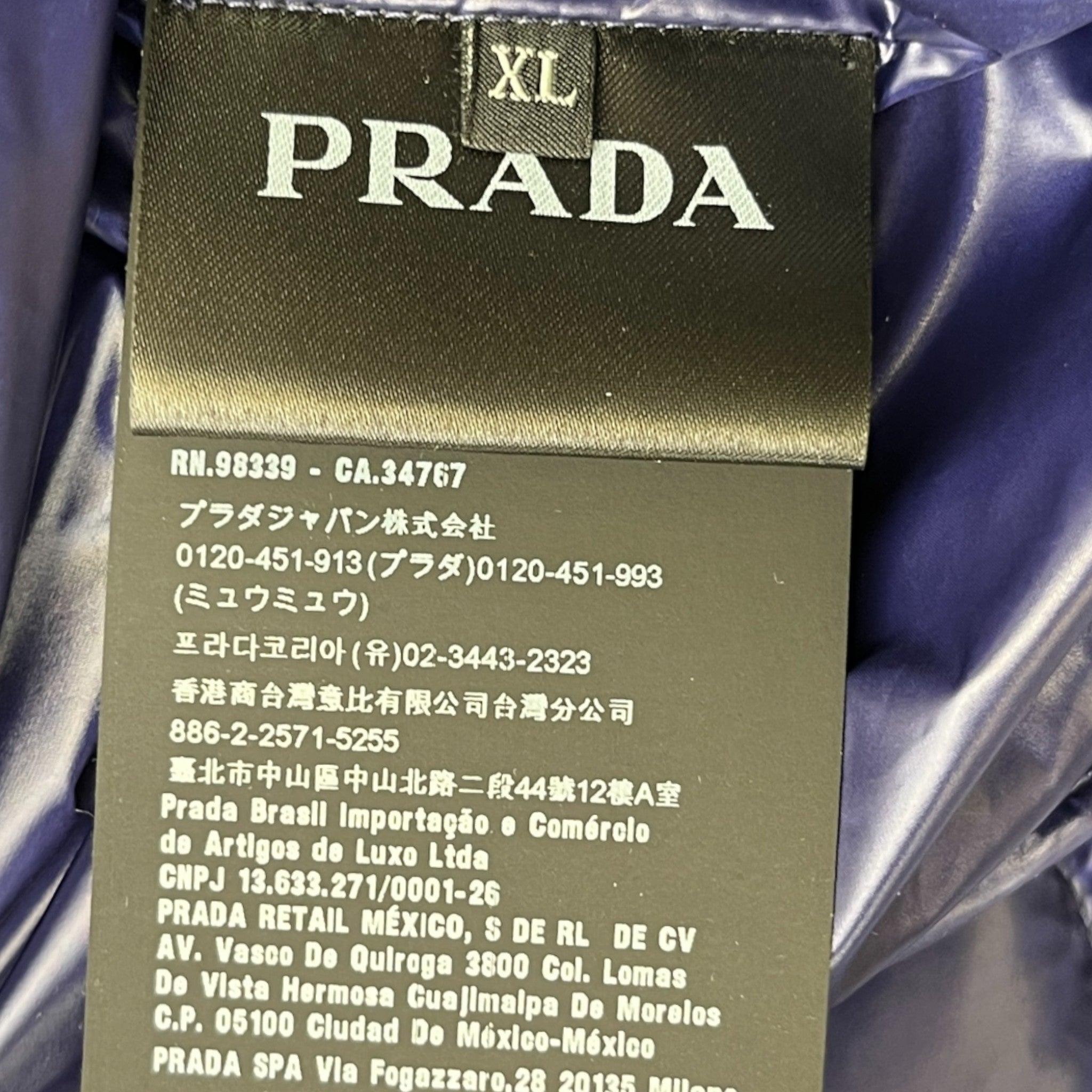 Men's Logo Print Down Jacket Navy Size XL