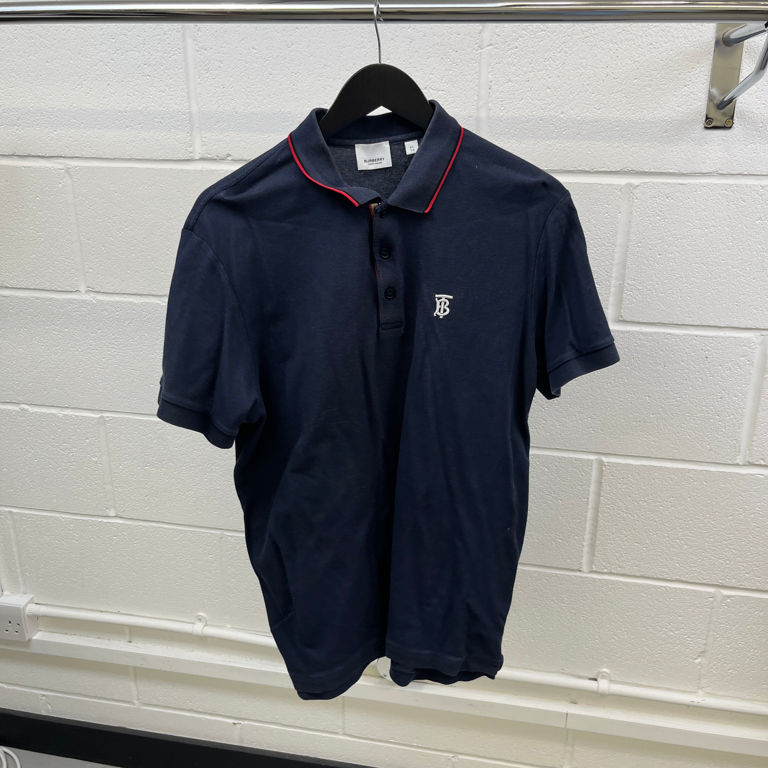 Men's Embroidered Logo Polo Shirt Navy Size XL