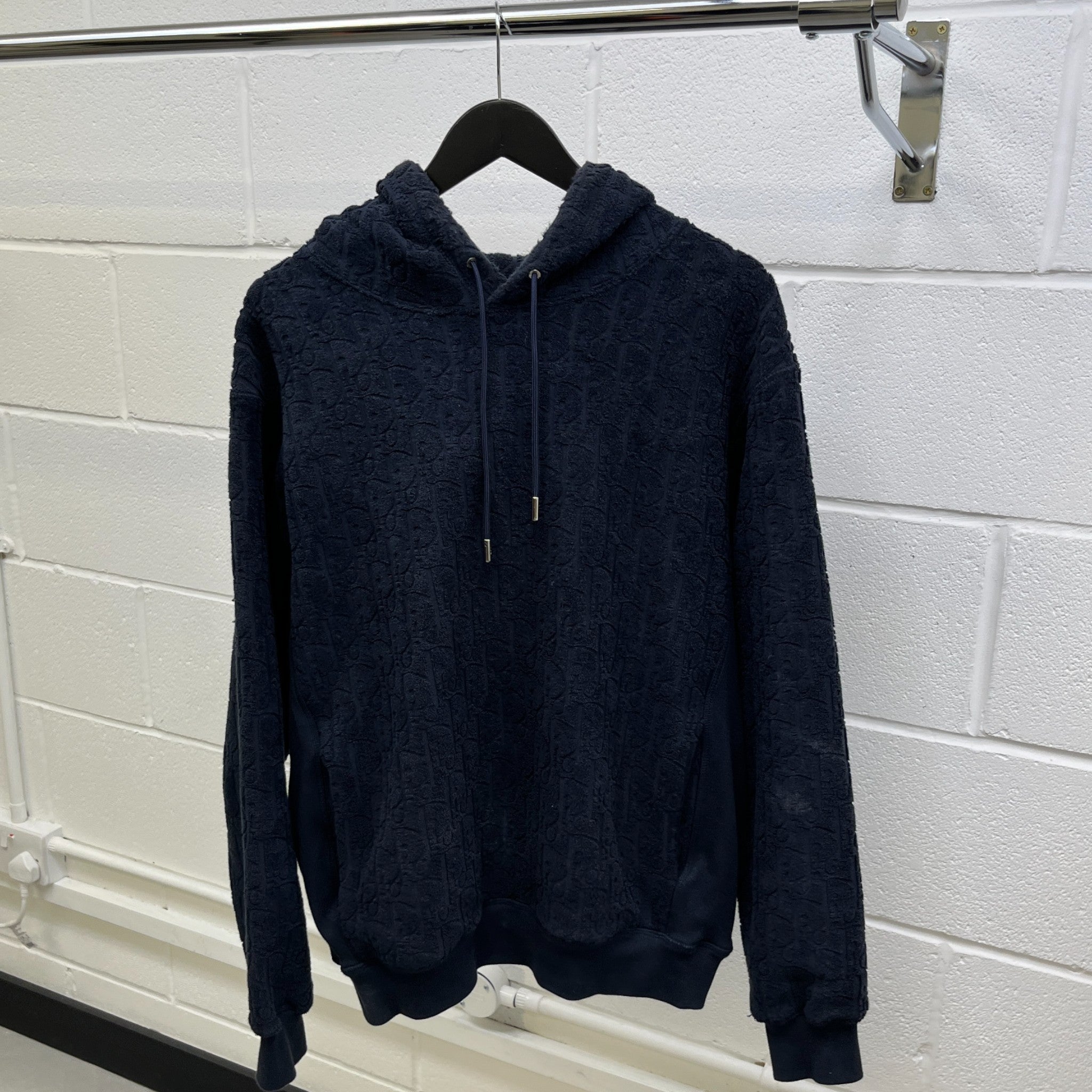 Men's Oblique Towelling Hoodie Navy Size L