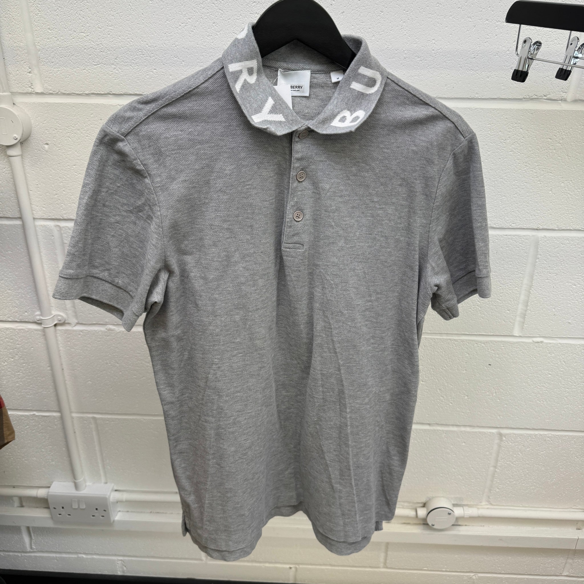 Men's Collar Logo Polo Shirt Grey Size M