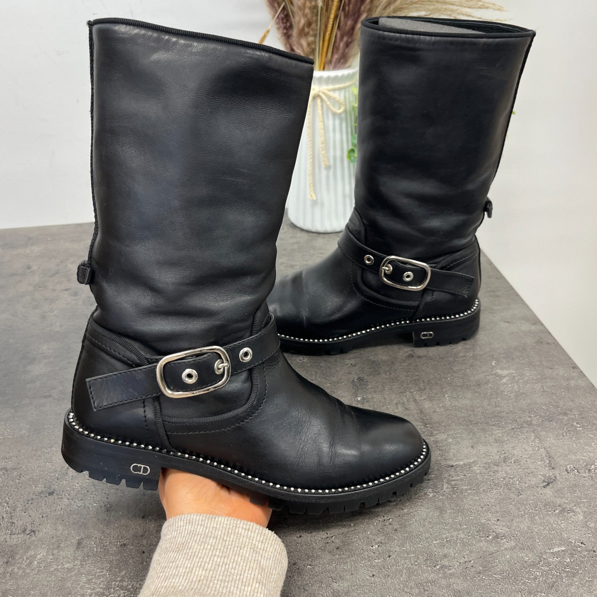 Women's Cd Buckle Biker Boots Black Size EU 36.5 / UK 3.5