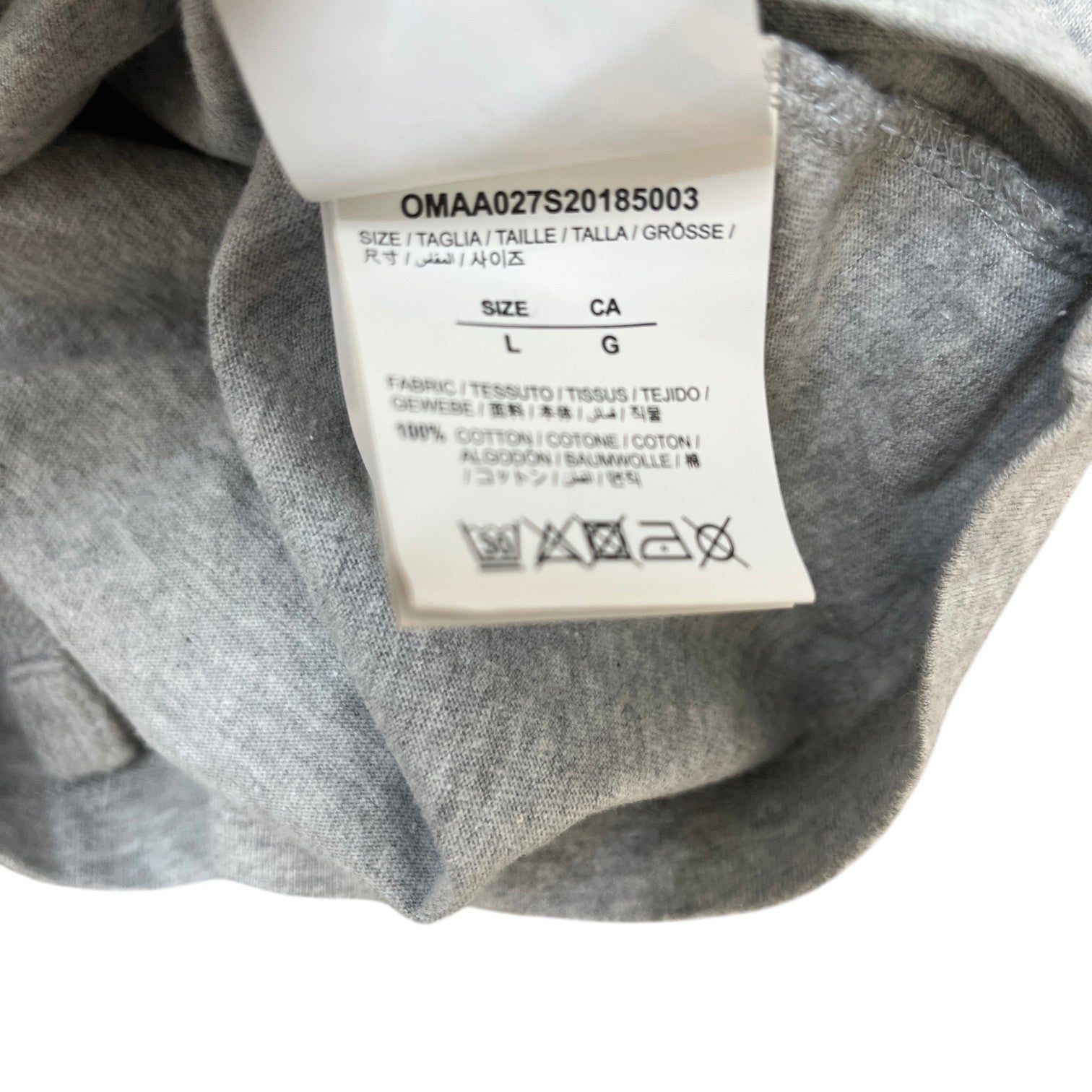 Men's Tape Arrow Logo T-Shirt Grey Size L