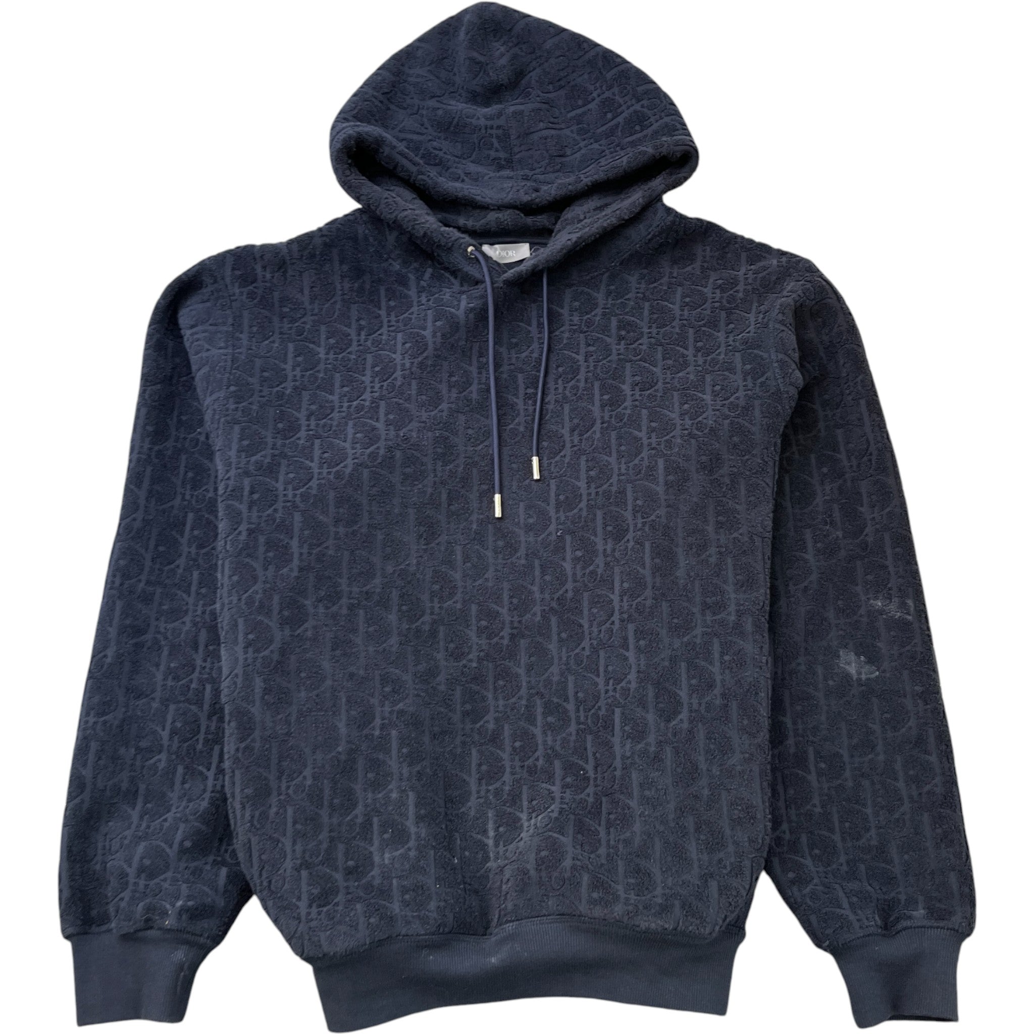 Men's Oblique Towelling Hoodie Navy Size L