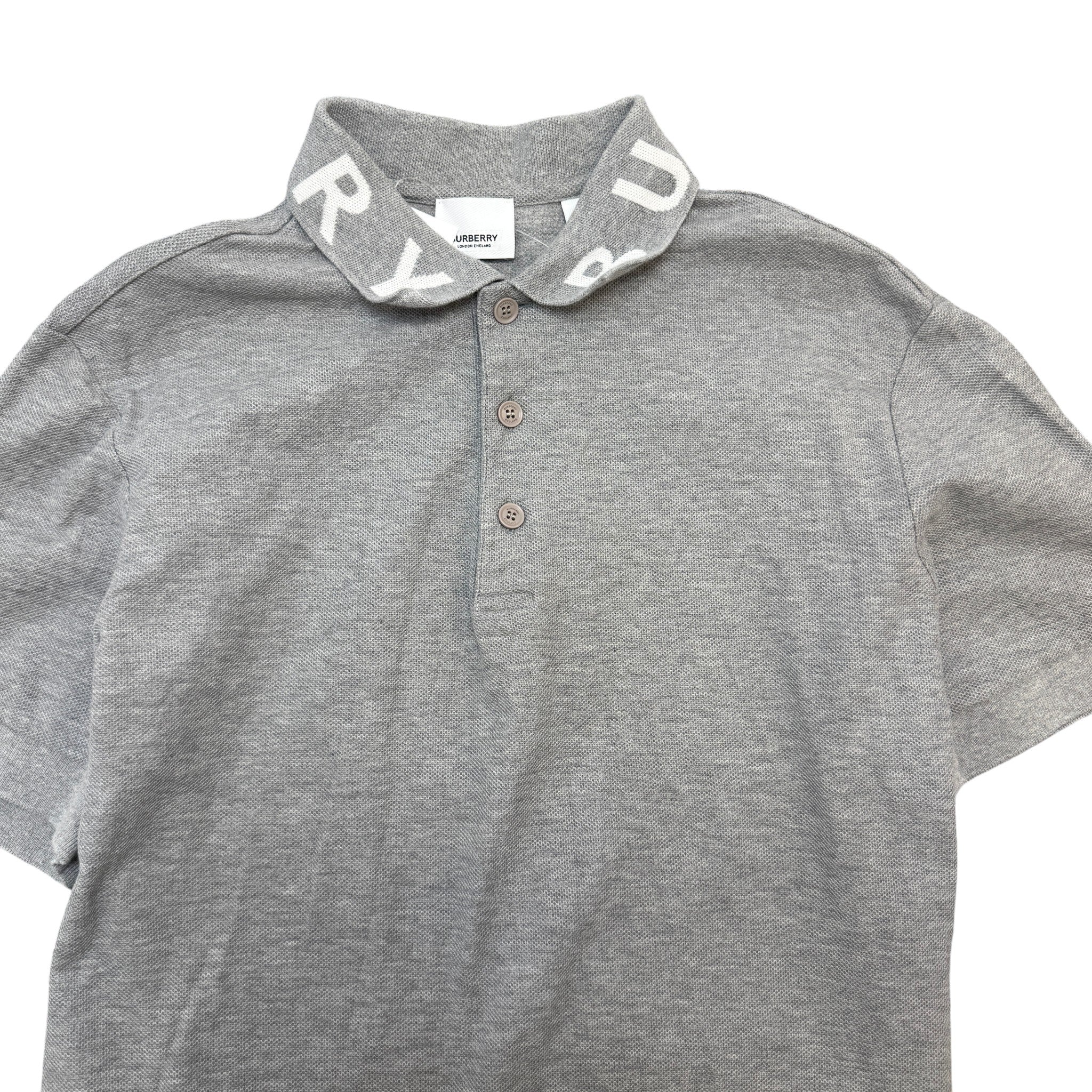 Men's Collar Logo Polo Shirt Grey Size M