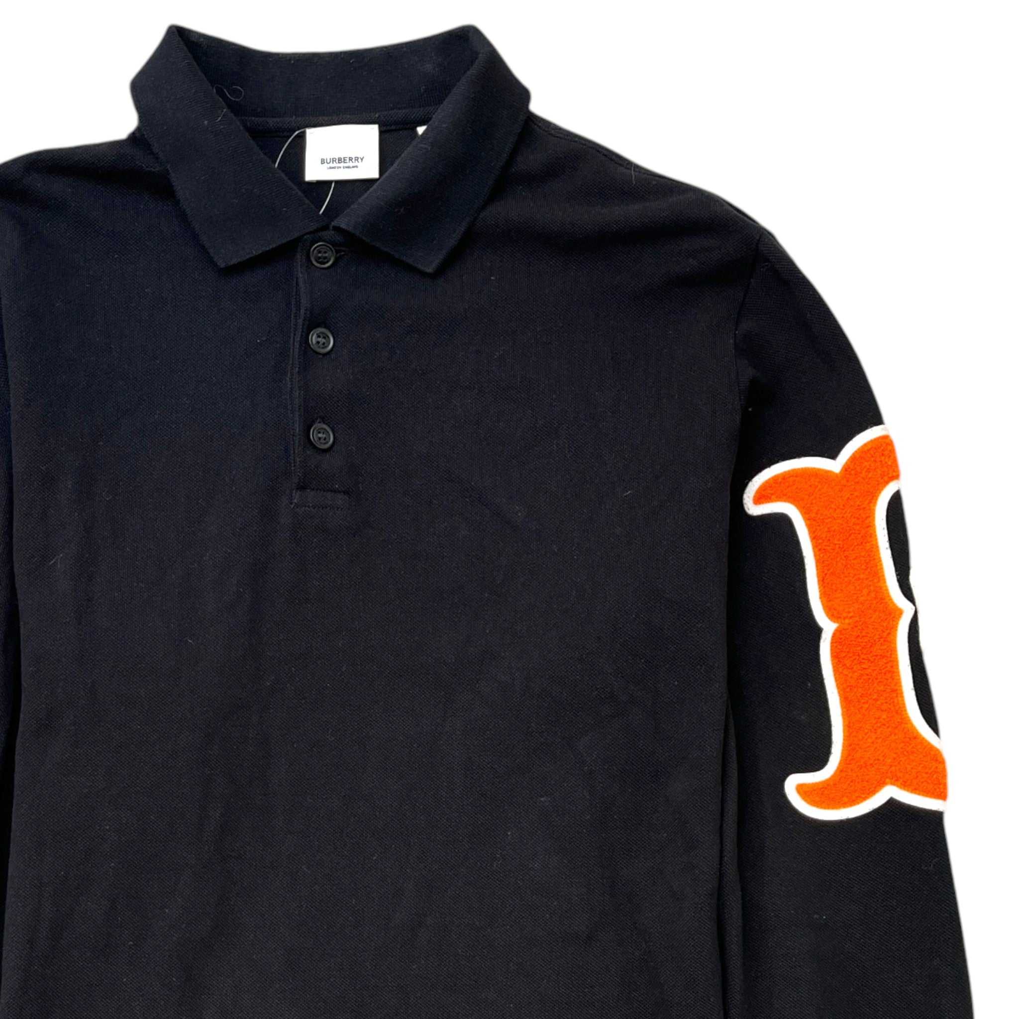 Men's Logo Patch Polo Shirt Black Size L