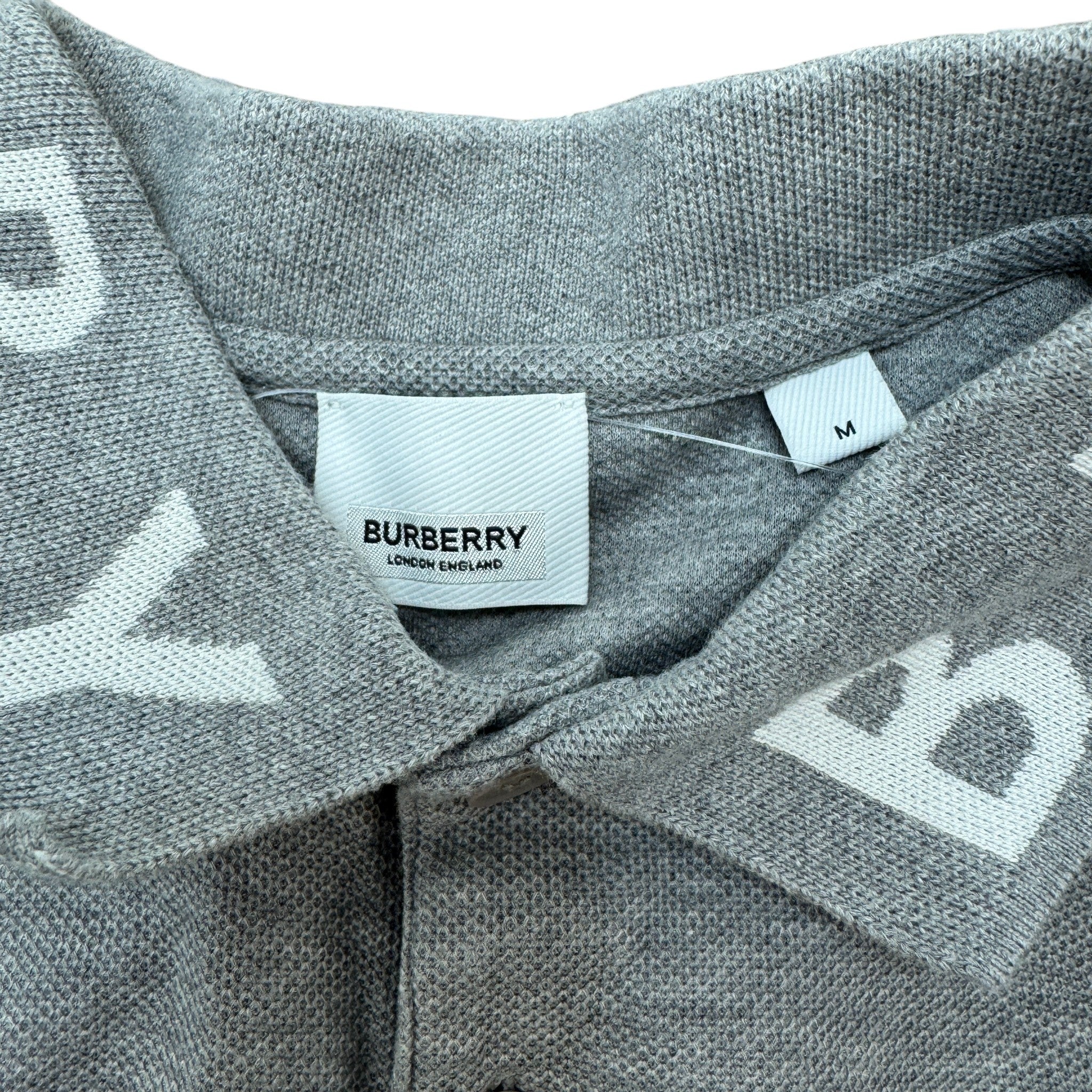 Men's Collar Logo Polo Shirt Grey Size M