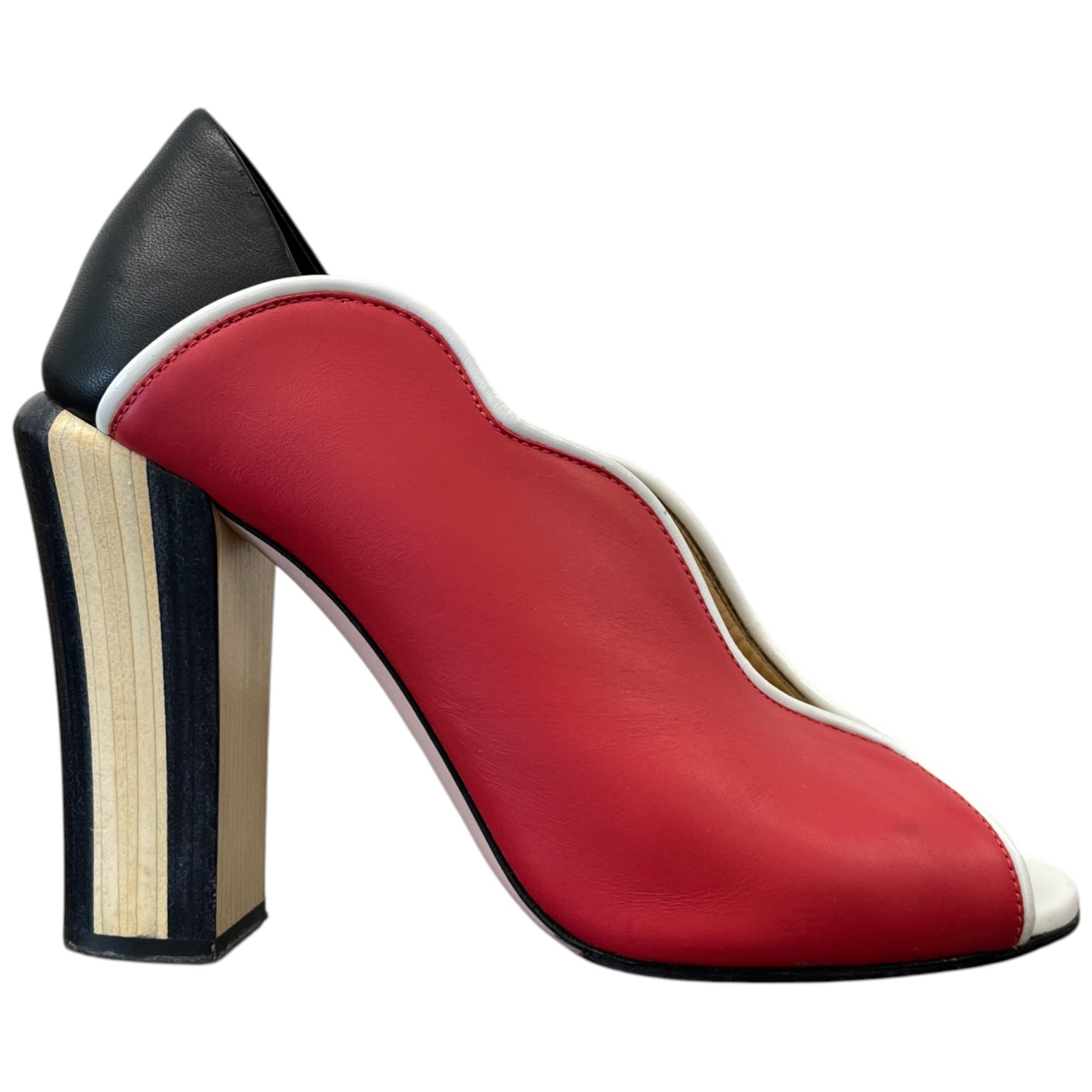 Women's Scallop Lined Peep Toe Heels Red Size EU 37.5 / UK 4.5