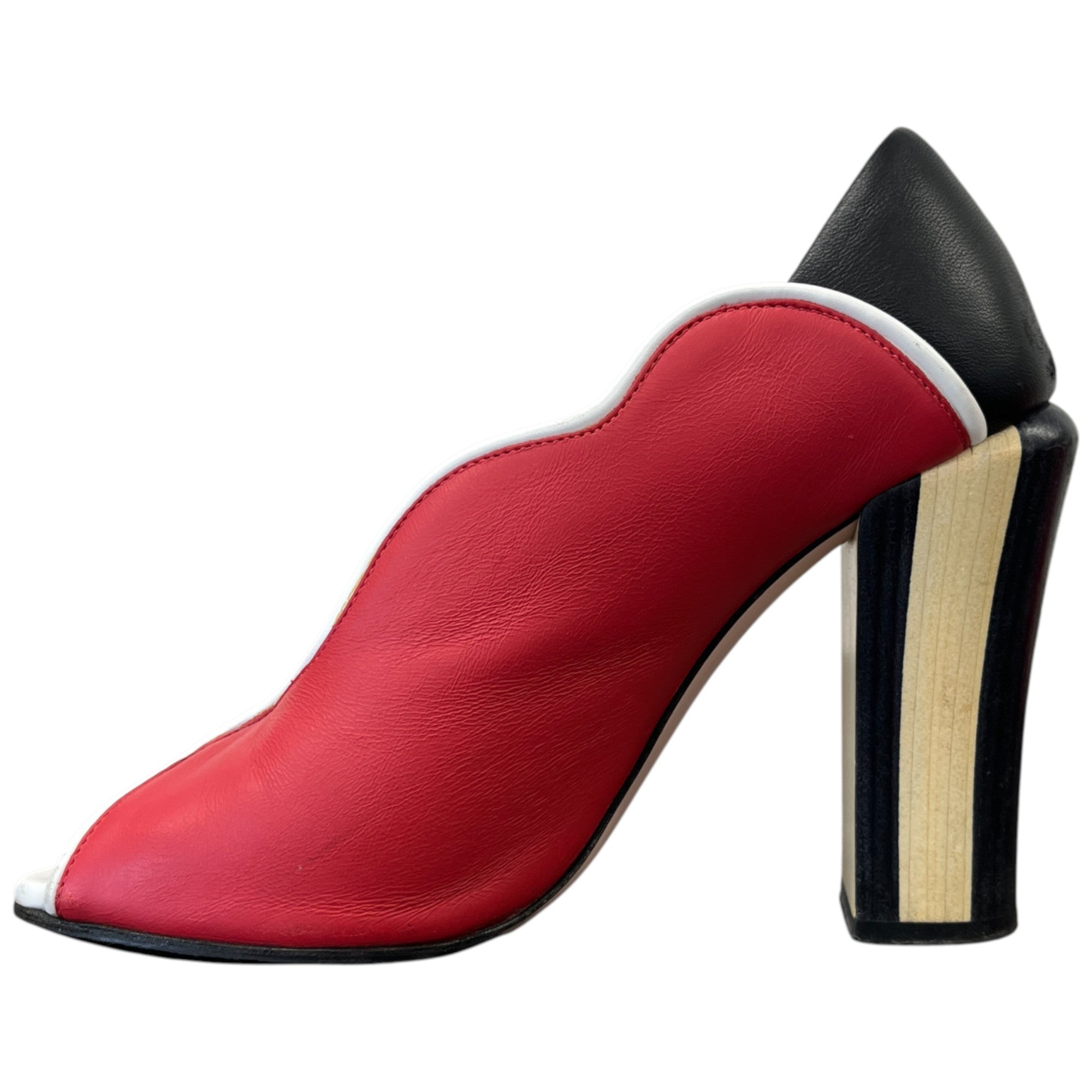 Women's Scallop Lined Peep Toe Heels Red Size EU 37.5 / UK 4.5