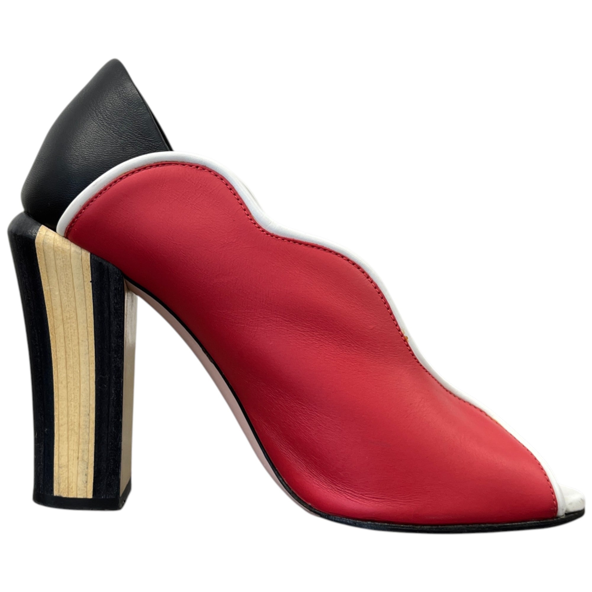 Women's Scallop Lined Peep Toe Heels Red Size EU 37.5 / UK 4.5