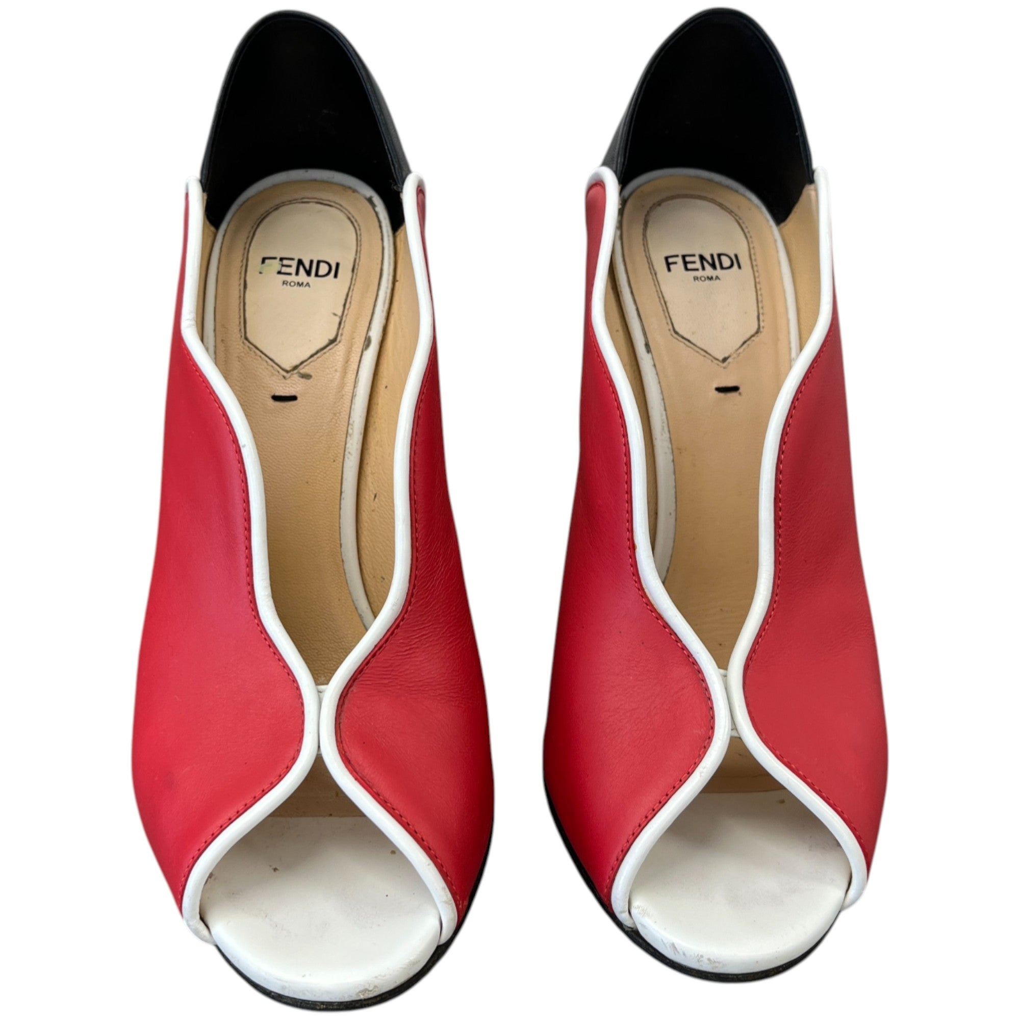 Women's Scallop Lined Peep Toe Heels Red Size EU 37.5 / UK 4.5