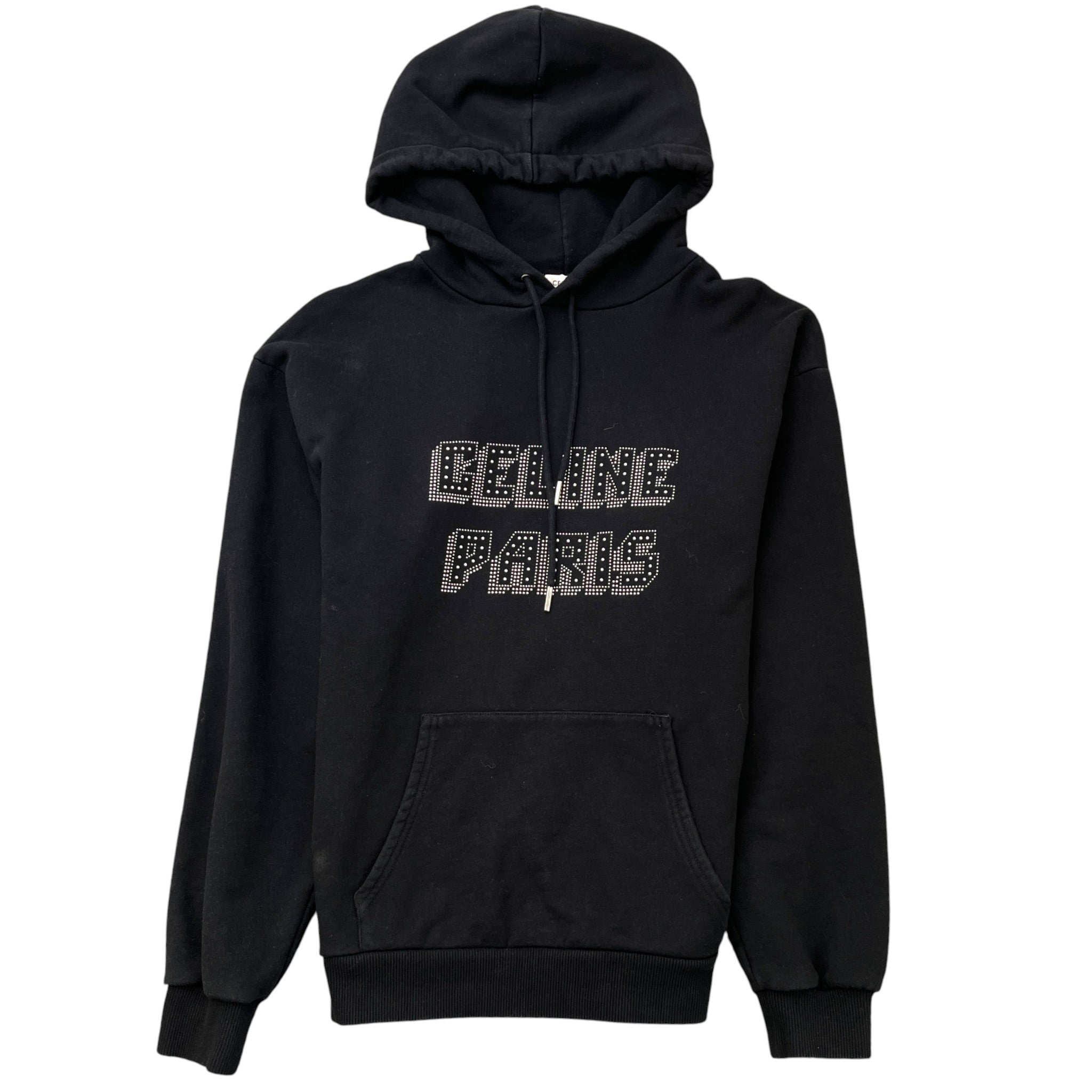 Men's Rhinestone Logo Hoodie Black Size S