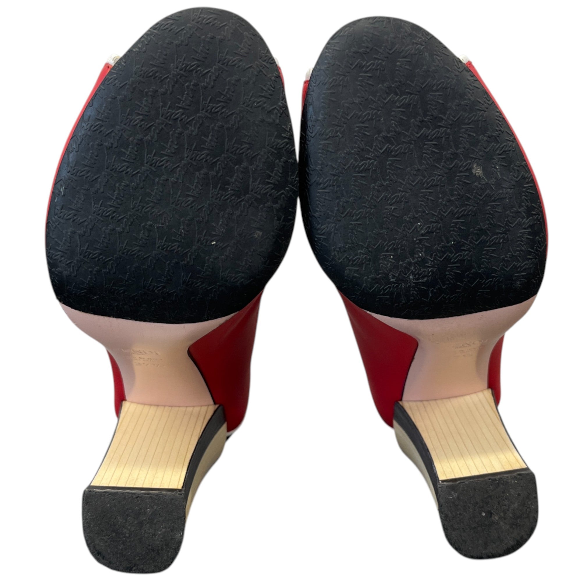 Women's Scallop Lined Peep Toe Heels Red Size EU 37.5 / UK 4.5