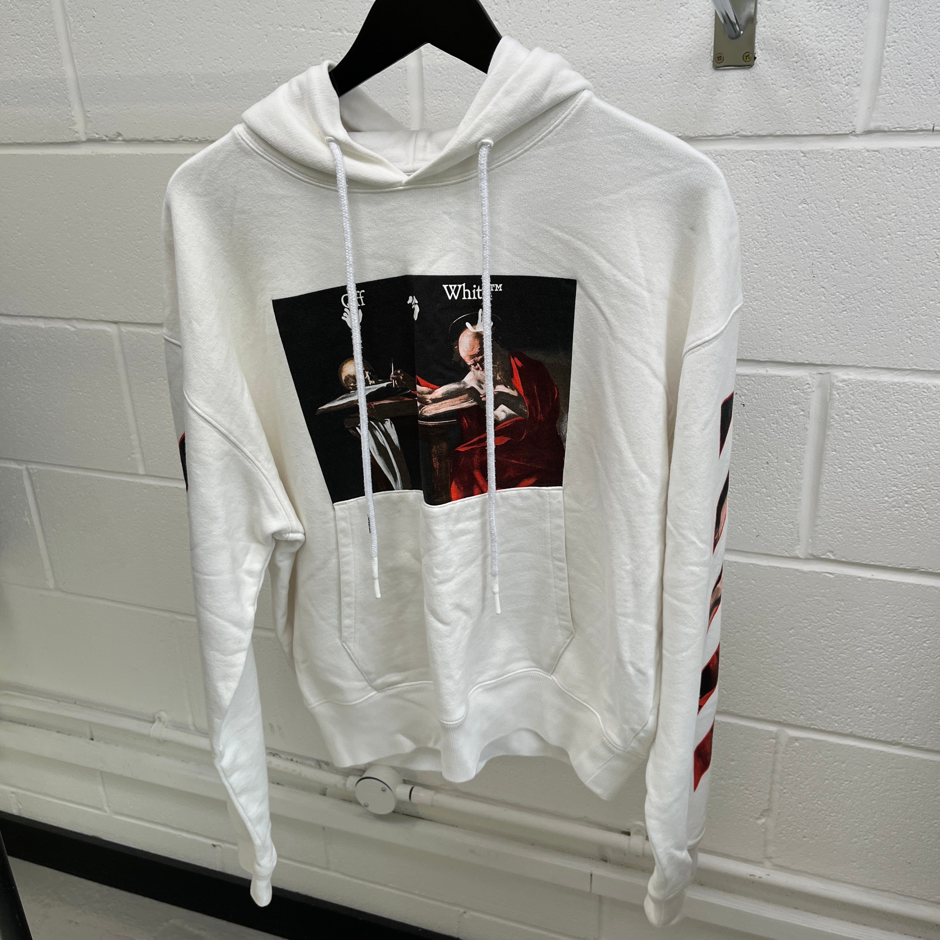 Men's Caravaggio Print Hoodie White Size S