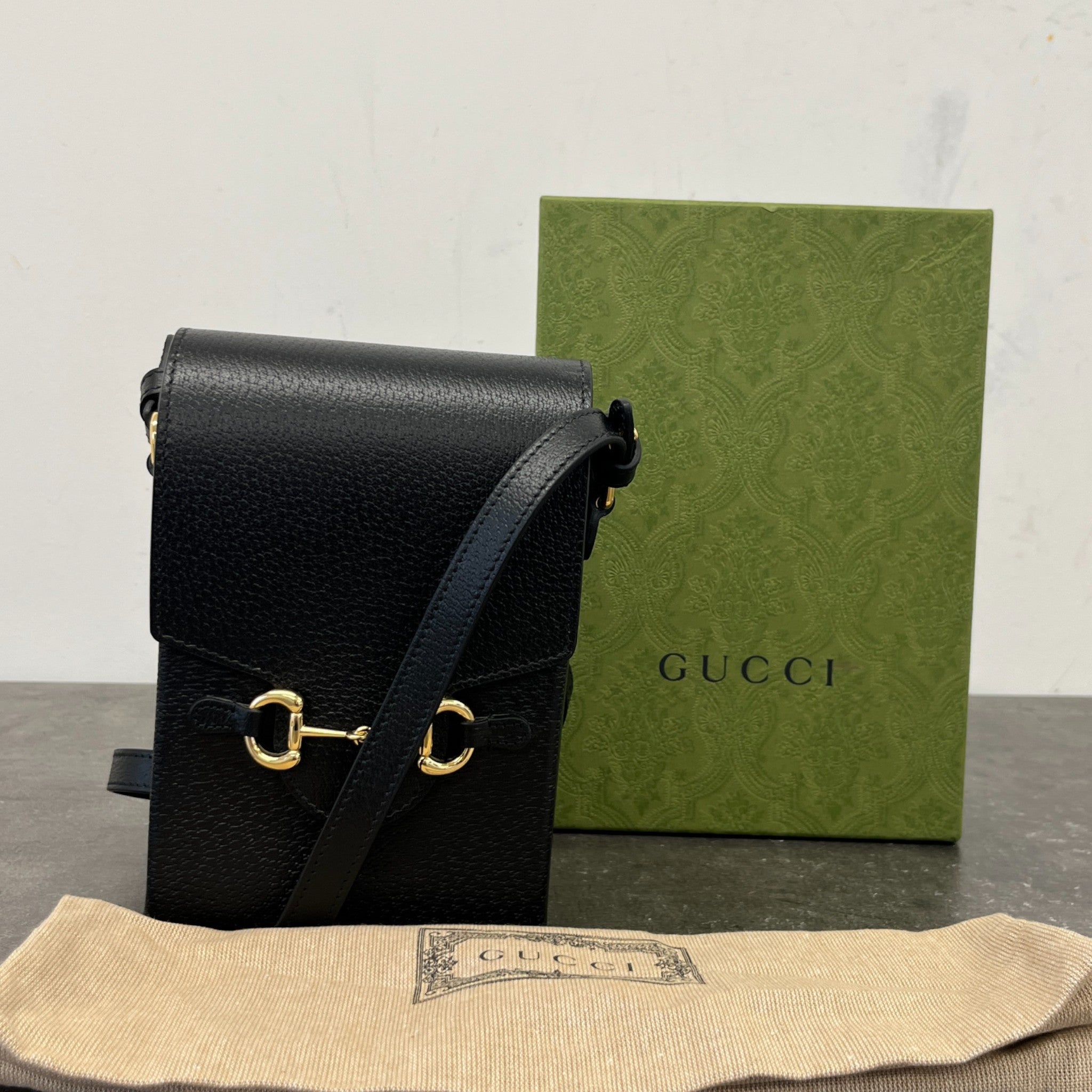 Horsebit 1955 Vertical Crossbody Bag Black