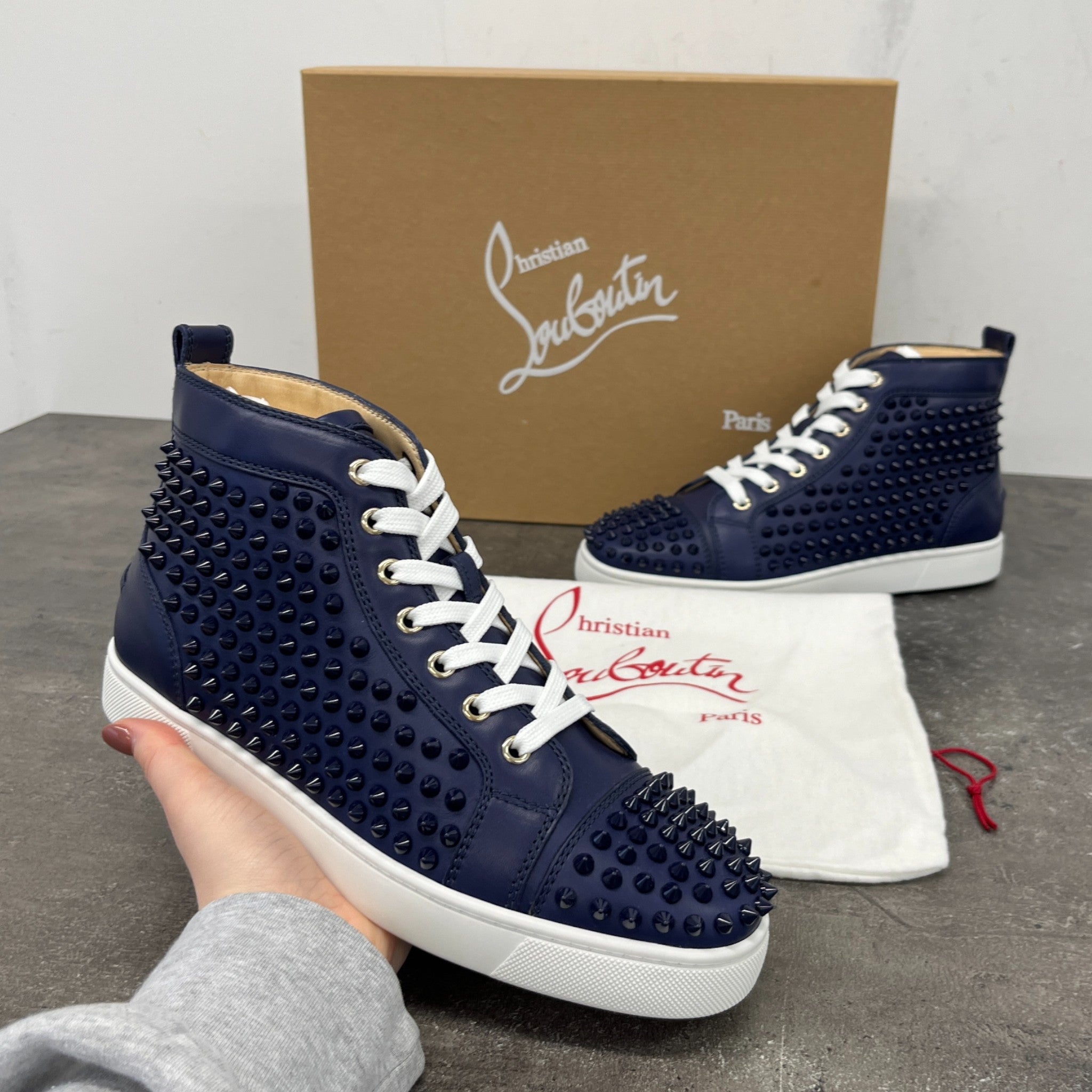 Men's Louis Flat Spikes High Trainers Navy Size EU 40 / UK 6
